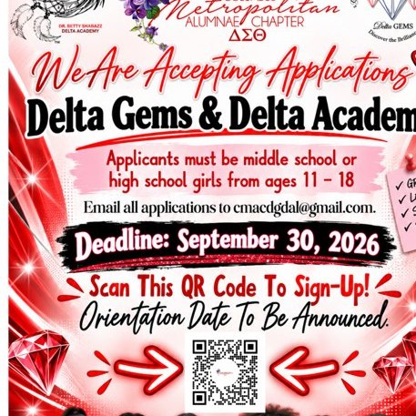 Please see the updated QR code.
Did you submit your application? No worries. We heard you and extended the deadline to Saturday, September 30th. Please scan the QR code to access the application, and we look forward to hearing from you!
#DeltaGEMS
#DeltaAcademy
#CMACimpact