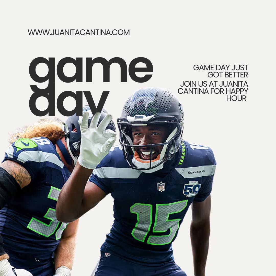 🏈 GAME DAY AT JUANITA CANTINA! 🏈
Join us this Sunday for the game — kickoff at 1:30 PM! 🍻🔥
Grab your crew, enjoy great food and cold drinks, and catch all the action with us!
📍 Juanita Cantina & Grill
🏈 Kickoff: 1:30 PM
#GameDay #JuanitaCantina #SundayFootball #KirklandWA #GoHawks