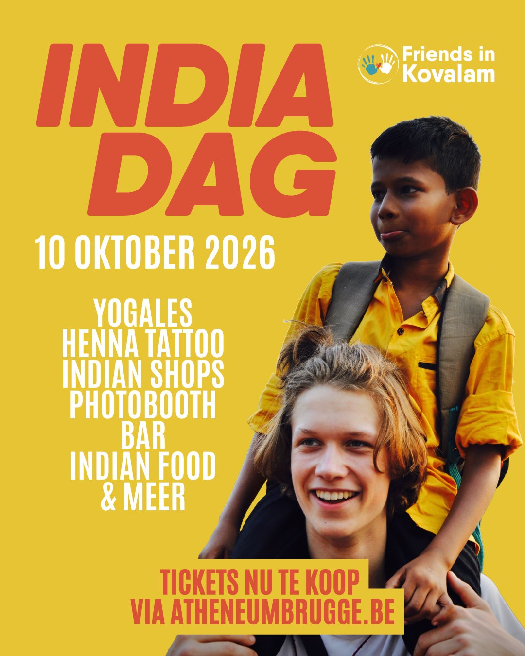 Kom op zaterdag 10 oktober proeven van de Indiase cultuur, geniet van lekker eten, verschillende workshops en ontdek de inspirerende verhalen over ons project. Samen maken we een wereld van verschil!
Koop nu je tickets via atheneumbrugge.be!
-
#friendsinkovalam #SISP #ikbeneenatheneeër #samenlerensamenleven #goeddoe