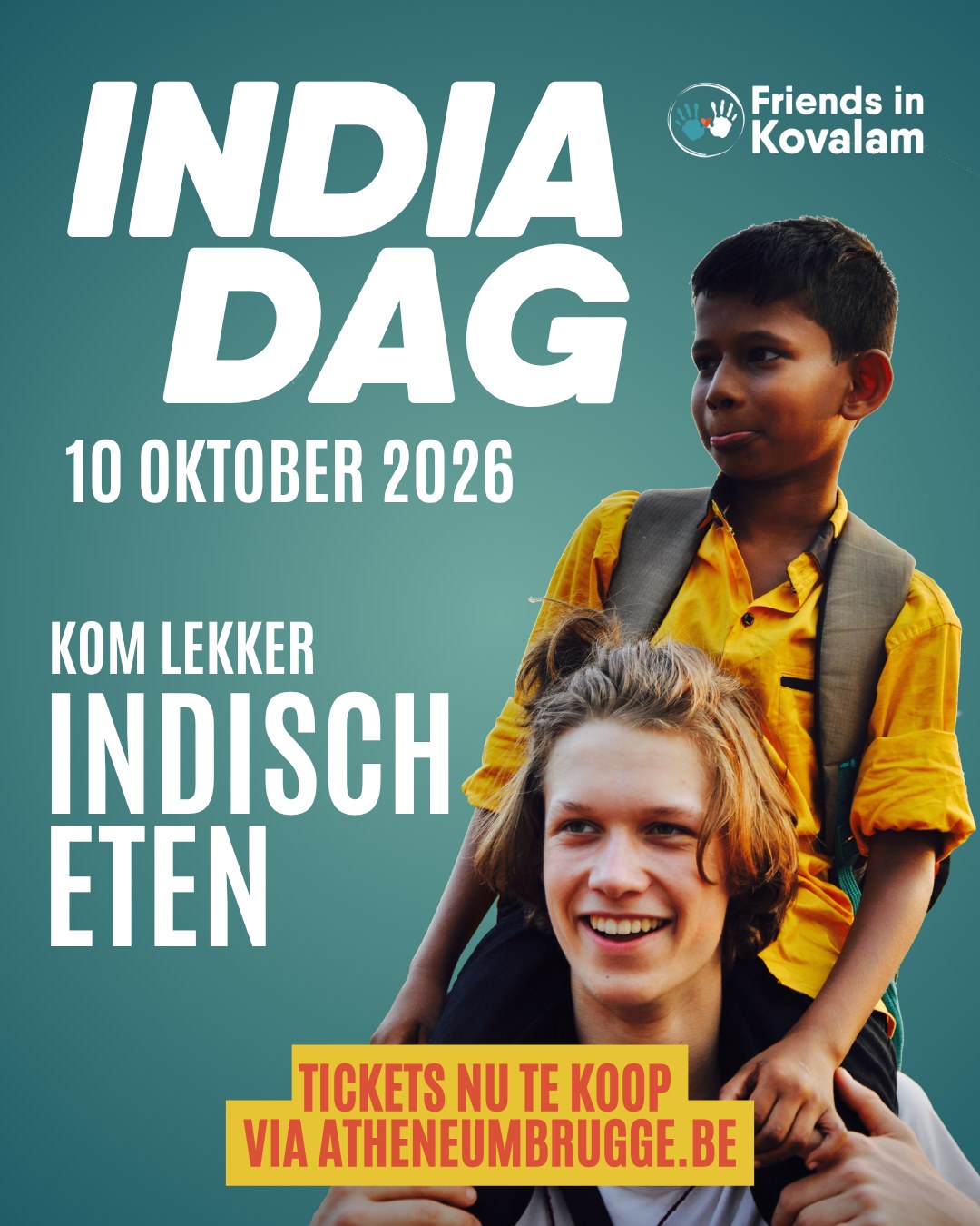 Kom op zaterdag 10 oktober proeven van de Indiase cultuur, geniet van lekker eten, verschillende workshops en ontdek de inspirerende verhalen over ons project. Samen maken we een wereld van verschil!
Schuif je mee aan tafel? Koop dan nu je tickets via atheneumbrugge.be!
-
#friendsinkovalam #SISP #ikbeneenatheneeër #samenlerensamenleven #goeddoe