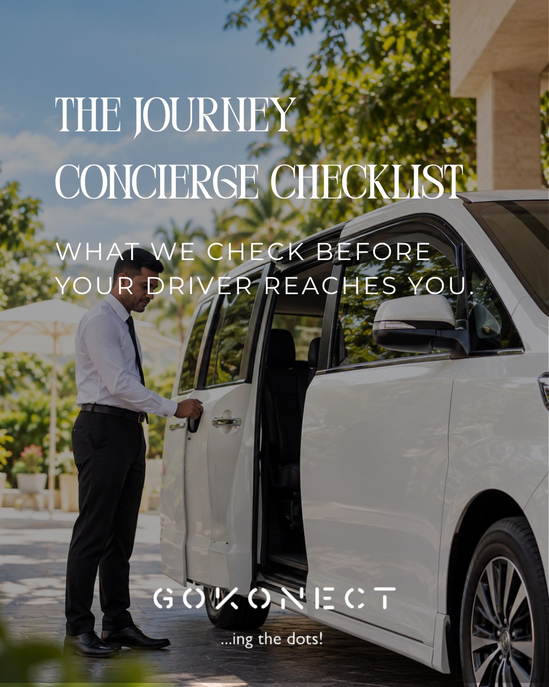A Journey Concierge starts before you even get on the road. 🚐
From vehicle readiness and route checks to timing, comfort and the little details that make a journey feel seamless, every element is considered before you set off.
Because great journeys aren't just about getting from A to B. They're about knowing the details are taken care of.
GoKonect, connecting the dots...
#GoKonect #JourneyConcierge #SriLankaTravel #LuxuryTravel #ChauffeurService