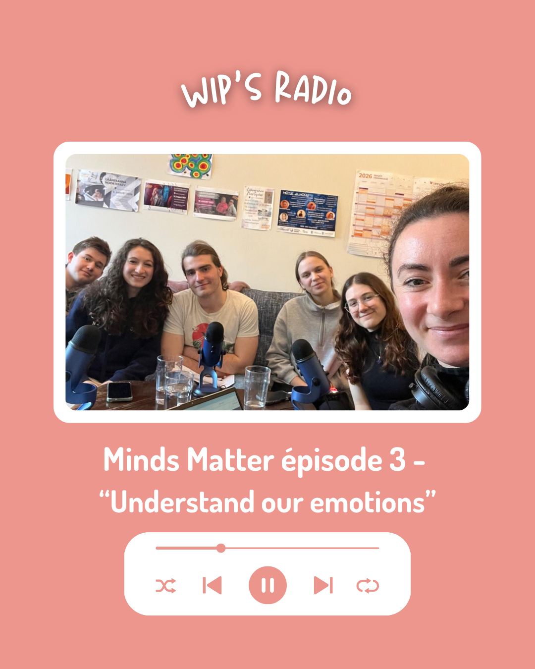 🎙️ 𝗠𝗶𝗻𝗱𝘀 𝗠𝗮𝘁𝘁𝗲𝗿 𝗽𝗼𝗱𝗰𝗮𝘀𝘁 𝗲́𝗽𝗶𝘀𝗼𝗱𝗲 𝟯 - 𝗽𝗹𝗮𝗰𝗲 𝗮𝘂𝘅 𝗲́𝗺𝗼𝘁𝗶𝗼𝗻𝘀 ! 🧠💭
Dans le cadre de notre mobilité Erasmus+ en Estonie 🇪🇪, nous poursuivons notre réflexion autour de la santé mentale.
Cette fois, on parle d’un élément essentiel de notre bien-être : les émotions 💛
Pourquoi les ressentons-nous ? Comment influencent-elles nos pensées, nos comportements et nos relations ? Et surtout, comment apprendre à mieux les comprendre et les gérer ?
À travers nos réflexions, nos expériences et ce que nous avons découvert pendant cette mobilité, nous explorons la place des émotions dans notre santé mentale et notre équilibre au quotidien.
👉𝗡𝗼𝘀 𝗽𝗼𝗱𝗰𝗮𝘀𝘁𝘀 𝘀𝘂𝗿 𝗹𝗲𝘀 𝗽𝗹𝗮𝘁𝗲𝗳𝗼𝗿𝗺𝗲𝘀 𝗱'𝗲́𝗰𝗼𝘂𝘁𝗲 : Amazon music, Spotify et Deezer (liens dans le linktree en bio)
@Fraternitasngo @cya.eu
#ErasmusPlus #mobilité, #santémentale, #fakenews, #emotions
