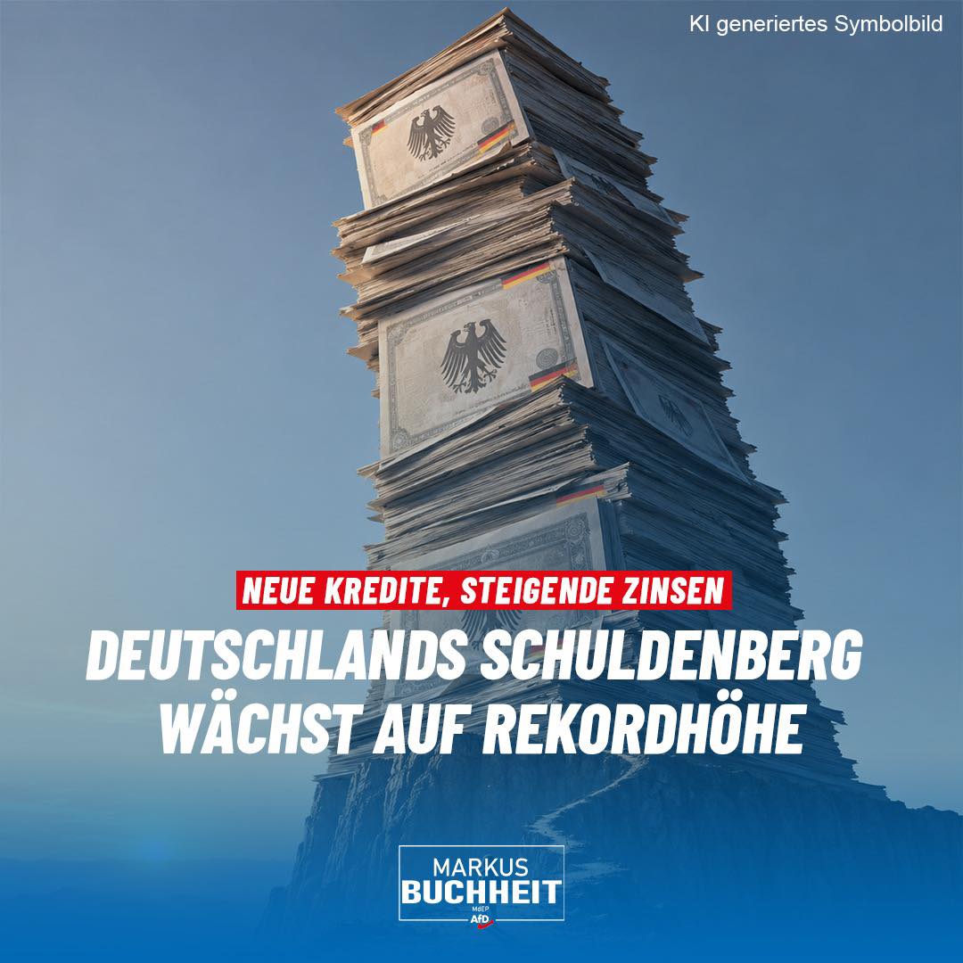 Der Bund steuert auf den nächsten Schuldenrekord zu - Schon 2026 will der Bund Wertpapiere im Umfang von 525,5 Milliarden Euro ausgeben, so viel wie noch nie. Ein großer Teil davon dient der Refinanzierung auslaufender Schulden; allein 309 Milliarden Euro werden dafür benötigt. Für 2027 rechnet die Finanzagentur bereits mit einem noch höheren Emissionsvolumen.
Gleichzeitig plant der Bund für 2027 rund 203,6 Milliarden Euro neue Kredite, wenn Kernhaushalt und kreditfinanzierte Sondertöpfe zusammen betrachtet werden. Deutschland verschuldet sich damit in einer Größenordnung, die vor wenigen Jahren noch kaum vorstellbar gewesen wäre. Diese zusätzlichen Milliarden werden nicht langfristig Wachstum oder Infrastruktur stärken – sondern vor allem die Zinslast kommender Haushalte erhöhen. Das ist keine verantwortungsvolle Haushaltspolitik. Diese Schuldenlast werden die kommenden Generationen zu schultern haben. Der Staat muss lernen endlich damit auszukommen, was ihm zur Verfügung steht.