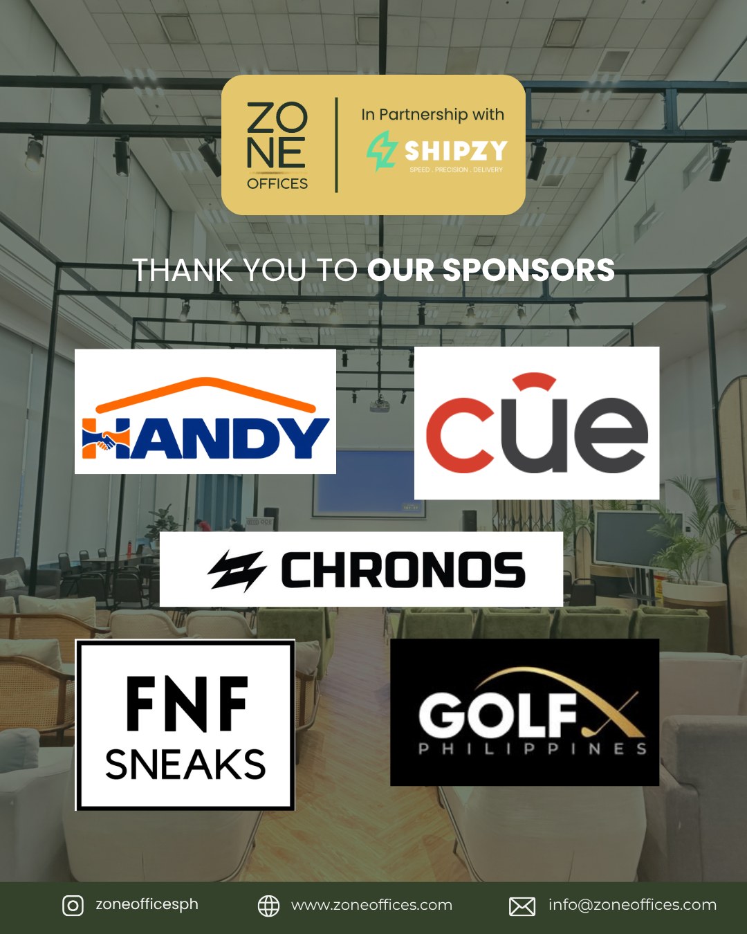 A successful night starts with the right people behind it.
Thank you to all our amazing sponsors for supporting Zone Offices Founders Night 2026 and helping us create an evening filled with meaningful conversations, new connections, and inspiring ideas.
We’re grateful to have you as part of the Zone community!
#ZoneOffices #FoundersNight2026 #ThankYouSponsors #GrowingTogether