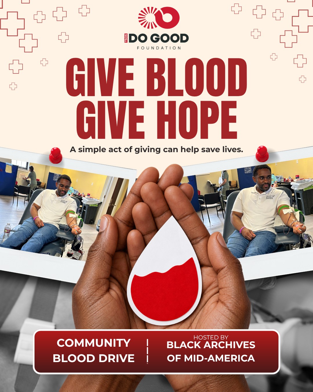 Our motto, Do Good 365, is a reminder that every opportunity to help matters. 🩸
Our Executive Director, Dennis Powell, rolled up his sleeve at the Community Blood Drive hosted by our partners at the Black Archives of Mid-America.
Blood donations help patients facing emergencies, surgeries, and serious illnesses. During Sickle Cell Awareness Month, we’re also mindful that some people living with sickle cell disease need transfusions as part of their care.
Thank you to the Black Archives and Community Blood Center for bringing our community together to give. If you’re able, consider making an appointment at a future blood drive.
#DoGood365 #GiveBlood #SickleCellAwarenessMonth #BlackArchivesKC