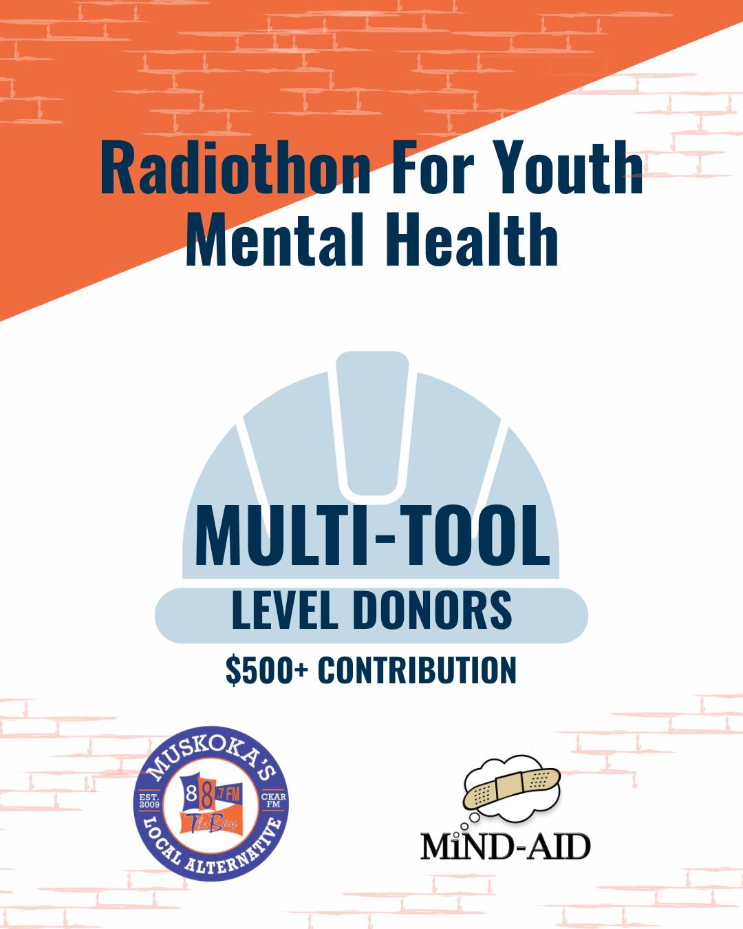Let’s give it up for this amazing group of supporters! 👏
We are thankful to each and every one of you for becoming a Multi-Tool Level Donor with your contribution of $500+. With your financial support, we are able to help young people find the mental health services and resources they need. This wouldn’t be possible without you!
(… And remember these acts of generosity, when choosing local businesses😊)
• Andrea Sibbick Counselling
• Coco Bear Fundraiser
• Greystone Project Management
• Hall Construction
• Jillian’s Septic Design
• Lakeview Counselling & Wellness
• Ride Perform Move, RPM
• Scott Aitchison
• Stonehouse Capital
• The Deck and Dock Company
• Tim Hortons
• Unity Lodge #376 Huntsville
