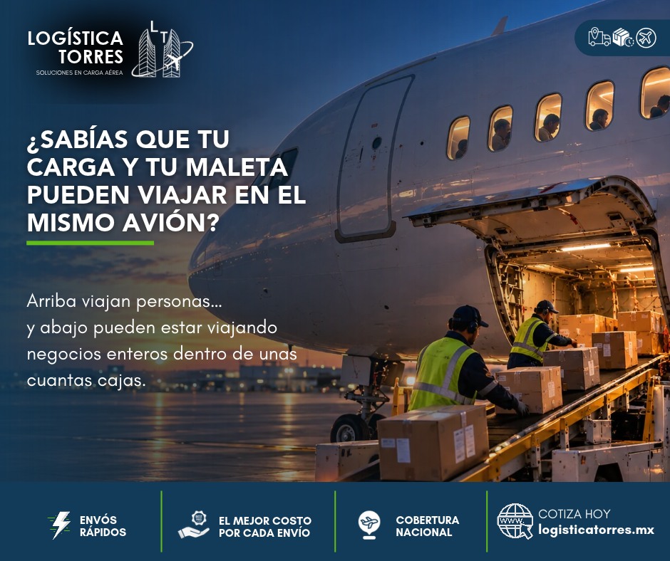 ✈️ ¿SABÍAS QUE LA CARGA TAMBIÉN VIAJA EN AVIONES DE PASAJEROS?
Mientras tú viajas en la cabina, debajo de tus pies también pueden viajar refacciones, textiles, productos y muchas otras mercancías.📦
La carga aérea aprovecha la conectividad de los vuelos comerciales para mover mercancías entre diferentes ciudades.
Así que la próxima vez que veas despegar un avión, recuerda:
Arriba viajan personas.
Abajo, mucho más de lo que imaginas. ✈️📦
¿Tienes mercancía por enviar?
📩 En Logística Torres te ayudamos a revisar las alternativas disponibles.
.
.
.
.
#LogísticaTorres #CargaAérea #Logística #TransporteAéreo #Aviación #México #tucargasegura #tucargasegurayatiempo #logistica #volariscargo #logisticaytransporte #SomosLogisticaTorres #enviosnacionales