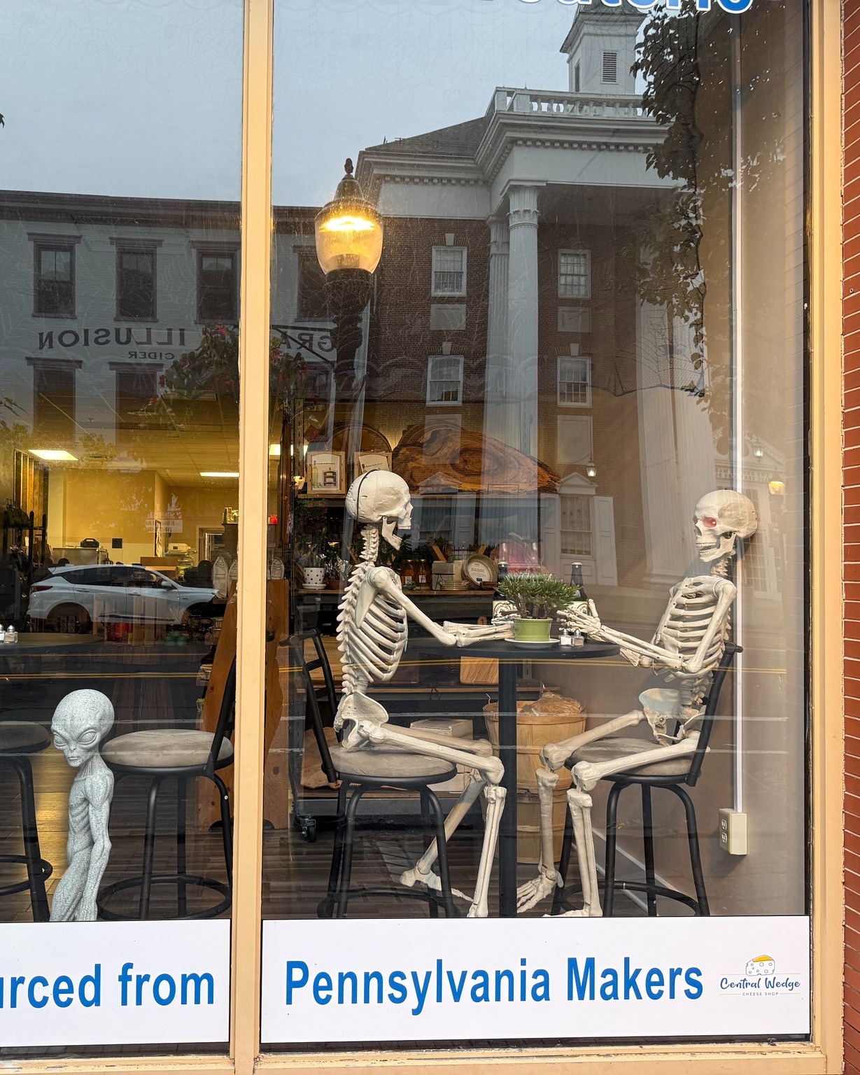 💀🧀 WE HAVE A BONE TO PICK WITH YOU.
Our window skeletons have moved in for spooky season, but there’s one small problem: they don’t have names.
So naturally, we’re putting this very serious responsibility in your hands.
Vote for your favorite by commenting one of the following names on this post:
👍 Ribecca
❤️ Bone-a Lisa
🥰 Boney McBrie-face
😂 Captain Jack Marrow
😮 Albert Spinestine
😢 Curd Cobain
The TWO names with the most votes will officially become the names of our bony new residents.
Choose wisely. Their identities, dignity, and entire afterlives are depending on you.
Voting will close on Wednesday, September 30th at 6pm. 💀 You can vote in person on Wednesday between 11-6pm as well. Two winners will be chosen randomly from those who vote to receive a block of Jack o' Lantern cheese!