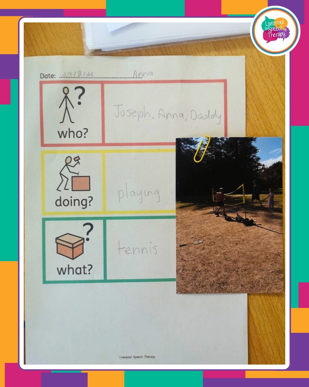 Itโs been so brilliant to see so much summer โhomeworkโ completed and sent back to share with us! โ๏ธ๐
Hereโs a snapshot of just a small part of one childโs summer diary. The diary encouraged them to talk about what they had been doing over the holidays, using their Colourful Semantics sentence templates to support their language.
Not only did we receive a full summer diary back, but we were also lucky enough to receive lots of photos to accompany it. How brilliant! ๐ธ
Such a lovely opportunity to use meaningful, personal photographs within childrenโs therapy too, helping to make language practice relevant, motivating and connected to their own experiences. ๐
We love seeing the creativity that goes into these summer diaries! โ๏ธ
#liverpoolspeechtherapy #colourfulsemantics #languagetherapy #SVO #speechtherapy