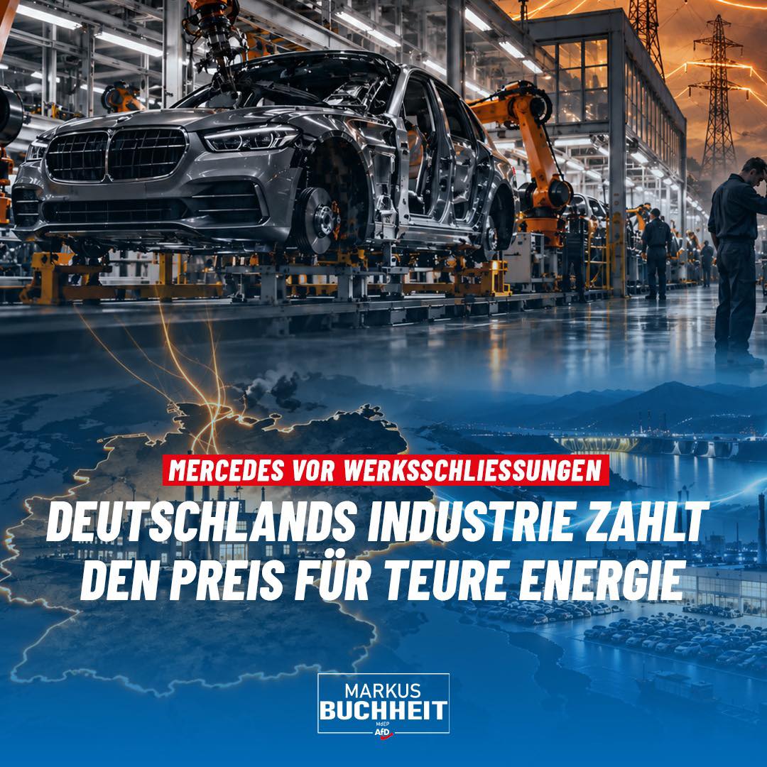 Mercedes stellt erstmals offen zwei deutsche Werke zur Disposition. Gelingt es nicht, die Kosten deutlich zu senken, könnten ein Montagewerk und ein Werk für Antriebe und Komponenten geschlossen werden. Im ungarischen Kecskemét produziert Mercedes nach eigenen Angaben rund 70 Prozent günstiger als in Deutschland.
Dass ein deutscher Traditionskonzern diese Option inzwischen offen ausspricht, zeigt, wie groß der Druck auf den Industriestandort geworden ist. Schwaches China-Geschäft, US-Zölle und günstigere internationale Produktionsstandorte verschärfen die Lage zusätzlich. Die Antwort auf diese Probleme lautet: Billige Energie. Billige Energie. Billige Energie.
