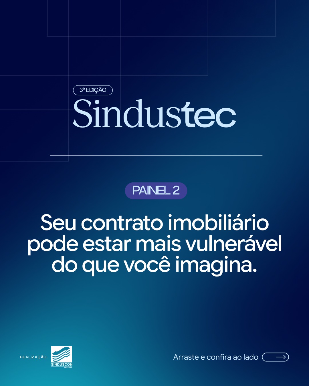 Seu contrato imobiliário pode estar mais vulnerável do que você imagina.
No Painel 2 do Sindustec 2025, vamos discutir as Questões Judiciais Controversas no Mercado Imobiliário um tema essencial para quem constrói, vende ou administra imóveis.
🗣️ Mediação: Adv. Daniel Nunes
🎙️ Painelista: Adv. Lucas Eichenberg
🕐 17h15 às 17h55 | 40 min
📅 29 de setembro
📍 Auditório Sicredi — Pelotas/RS