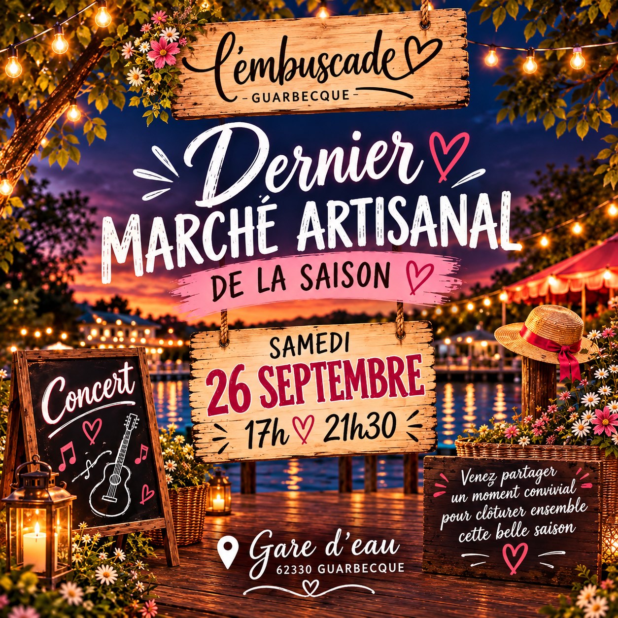 L’AUTOMNE S’INVITE CHEZ Atelier Arti’Zen…
Les couleurs changent, les journées se font plus douces… et chez Atelier Arti’Zen, la créativité se met aux couleurs de l’automne !
Découvrez ma Collection Automne
Des créations artisanales, des couleurs chaleureuses et des pièces réalisées avec passion, pour se faire plaisir ou offrir un cadeau unique.
Et parce qu’Octobre Rose me tient à cœur…
Atelier Arti’Zen se pare de rose pour soutenir cette belle cause et rappeler l’importance du dépistage du cancer du sein.
Créations artisanales
Collection Automne
Octobre Rose
Des créations uniques, faites avec le cœur
Retrouvez-moi et venez découvrir mes créations lors du dernier marché artisanal de la saison à la Gare d’eau de Guarbecque,
Samedi 26 septembre
De 17h à 21h30
Avec concert et ambiance conviviale !
Venez partager un moment chaleureux, découvrir la Collection Automne et soutenir l’artisanat local.
Créer • Partager • Se faire plaisir
#AtelierArtizen #Artizen #CollectionAutomne #Automne #OctobreRose #OctobreRose2026 #CréationArtisanale #ArtisanatLocal #FaitMain #CréationsArtisanales #MarchéArtisanal #Guarbecque #PasDeCalais #Créateurs #FaitAvecAmour #SoutienOctobreRose