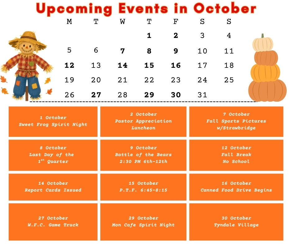 October is a busy month around campus. Make sure you keep track of the various events going on.