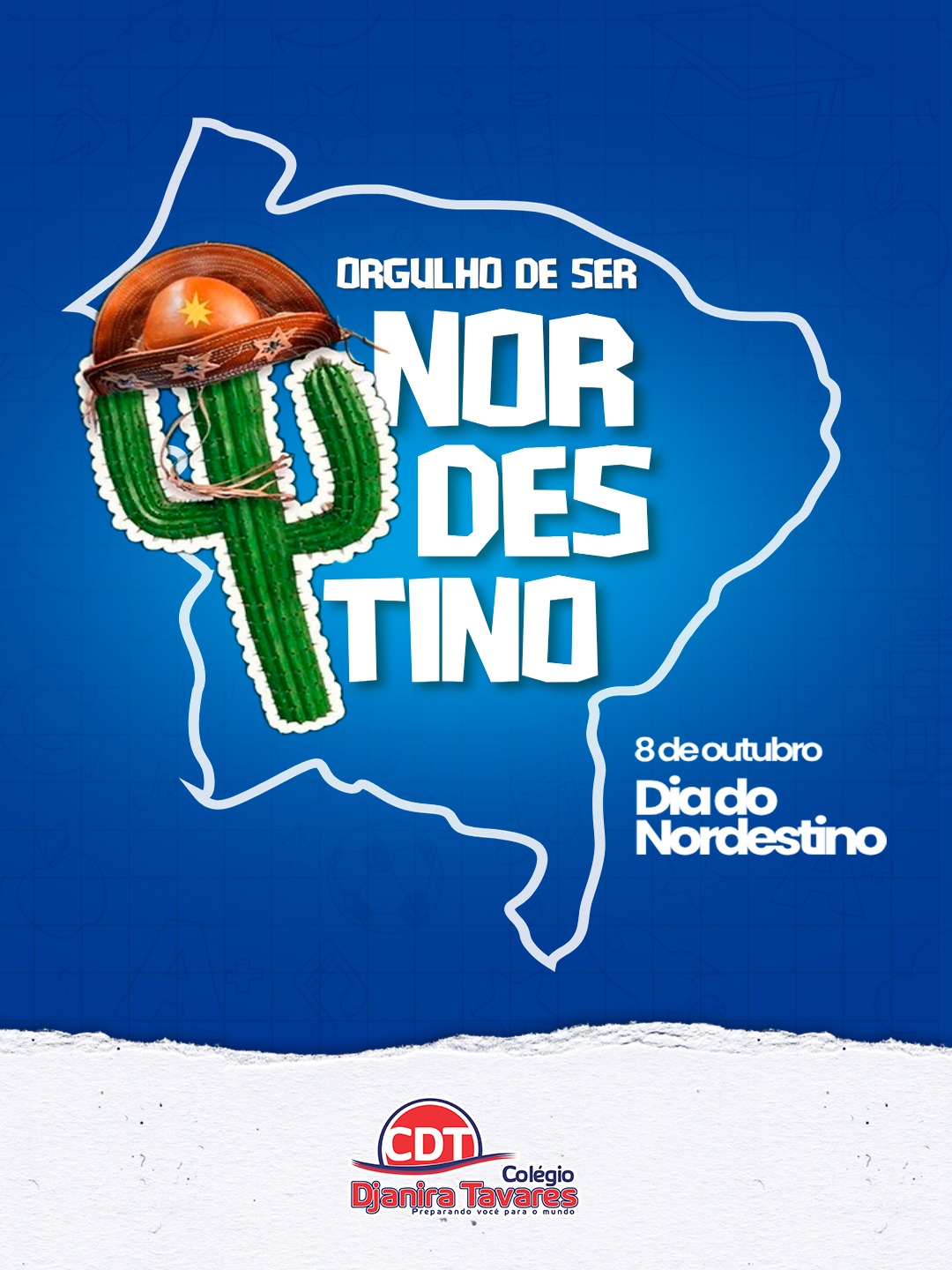 Orgulho de ser nordestino! 💙
Ser nordestino é reconhecer a beleza de uma identidade construída por histórias, saberes, culturas e diferentes formas de viver e transformar o mundo!
É valorizar nossas raízes, celebrar nossa diversidade e ter orgulho de tudo o que o Nordeste representa. Nossa identidade nos une. Nossa história nos inspira. Nosso Nordeste nos enche de orgulho!
Feliz Dia do Nordestino! 🌵✨
#DiaDoNordestino #OrgulhoDeSerNordestino #Nordeste #CulturaNordestina #IdentidadeNordestina
