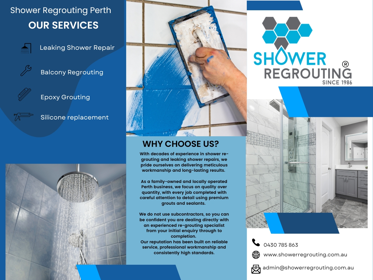 ✨ **Why choose Shower Regrouting Perth?**
From leaking showers to tired, deteriorated grout, we provide professional re-grouting and sealing solutions designed to restore, protect and refresh tiled areas throughout your home.
Our services include:
• Leaking shower repairs
• Shower re-grouting
• Balcony re-grouting & repairs
• Tile re-grouting & grout replacement
• Epoxy grouting
• Shower re-sealing
• Silicone replacement
• Bathroom, kitchen & laundry resealing
As a family-owned and locally operated Perth business, we focus on **quality over quantity**, meticulous workmanship and long-lasting results using premium materials.
✅ No subcontractors
✅ Attention to detail
✅ Experienced workmanship
✅ Residential & commercial
✅ Servicing the Perth Metropolitan area
📸 Send us photos of your shower, balcony or tiled area for an assessment and quote.
**Shower Regrouting Perth – Bringing the sparkle back to your bathroom.**
#ShowerRegroutingPerth #LeakingShowerRepair #ShowerRegrouting #TileRegrouting #BalconyRegrouting #EpoxyGrout #SiliconeReplacement #BathroomRepairs #PerthTrades #PerthWA