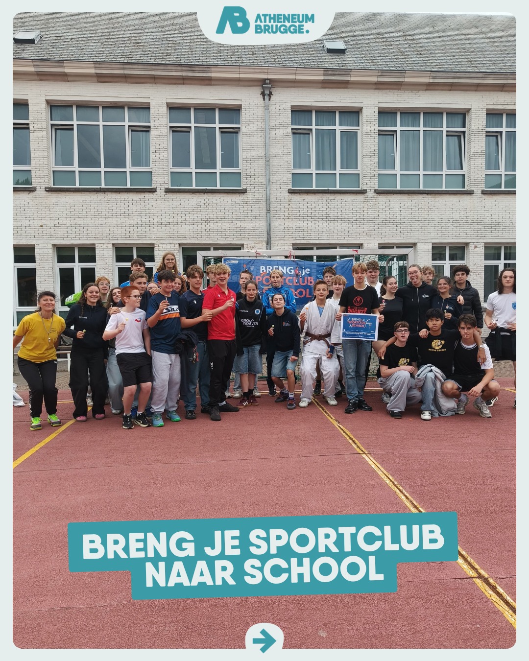 Voor de tweede keer in drie jaar vallen we in de prijzen met ons promofilmpje voor de actie 'Breng je sportclub naar school' van Sport Vlaanderen. Dat levert opnieuw een mooie waardebon van €500 voor sportmateriaal op. Een dikke merci aan al onze sportieve figuranten! 💪 Vandaag waagden heel wat leerlingen hun kans bij de sportieve challenges en kwamen onze basketboys, onder leiding van coach Kobe (5e middelbaar), in actie. Eén overwinning uit drie wedstrijden, maar vooral een sterk staaltje kameraadschap. One team... AB! 🏀
#ikbeneenatheneeër #fieroponsgo #atheneumbrugge #impact