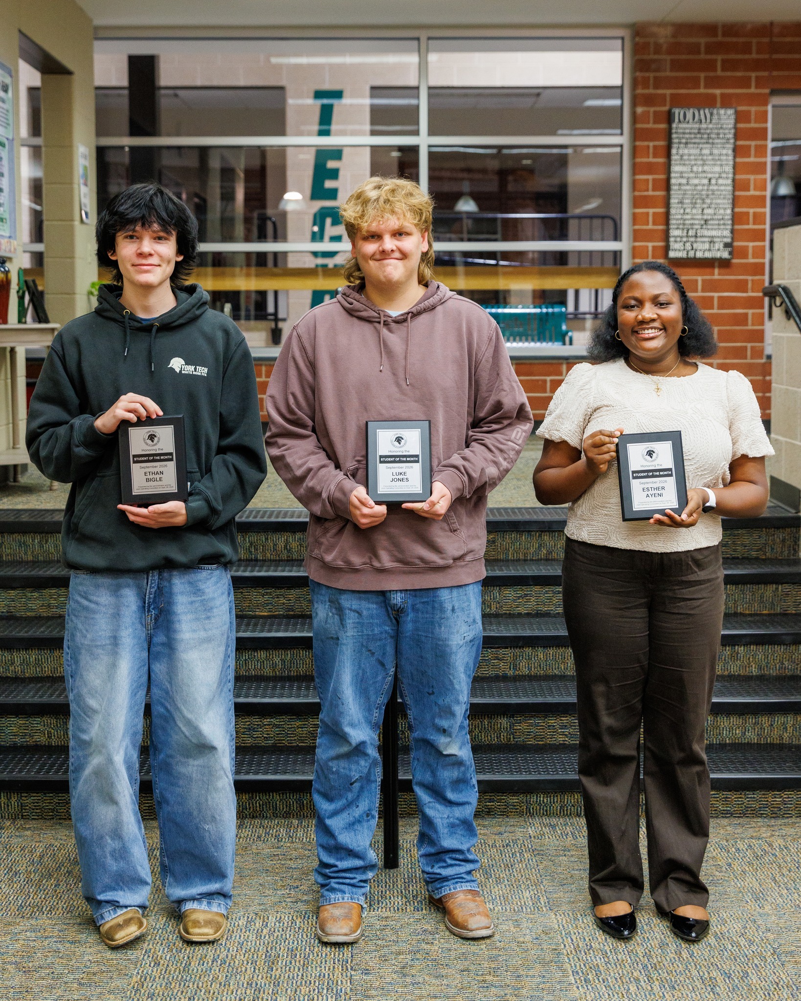 Congratulations to our students of the month for September!
⭐️ Esther Ayeni
⭐️ Ethan Bigle
⭐️ Luke Jones
We really enjoyed recognizing these students during yesterday's Joint Operating Committee meeting! Visit ycst.info/sotm-sept26 or click on the link in our bio to watch a video of all three students in action. #YorkTechProud