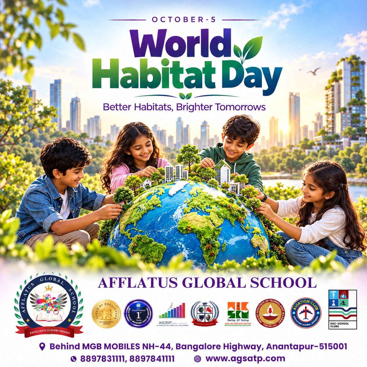 A Better Habitat, A Better Tomorrow! ๐
This October 5, on World Habitat Day, let us work towards creating sustainable, inclusive and safe communities where everyone has a place to call home.
#WorldHabitatDay #October5 #SustainableLiving #BetterTomorrow #SafeCommunities #greenfuture