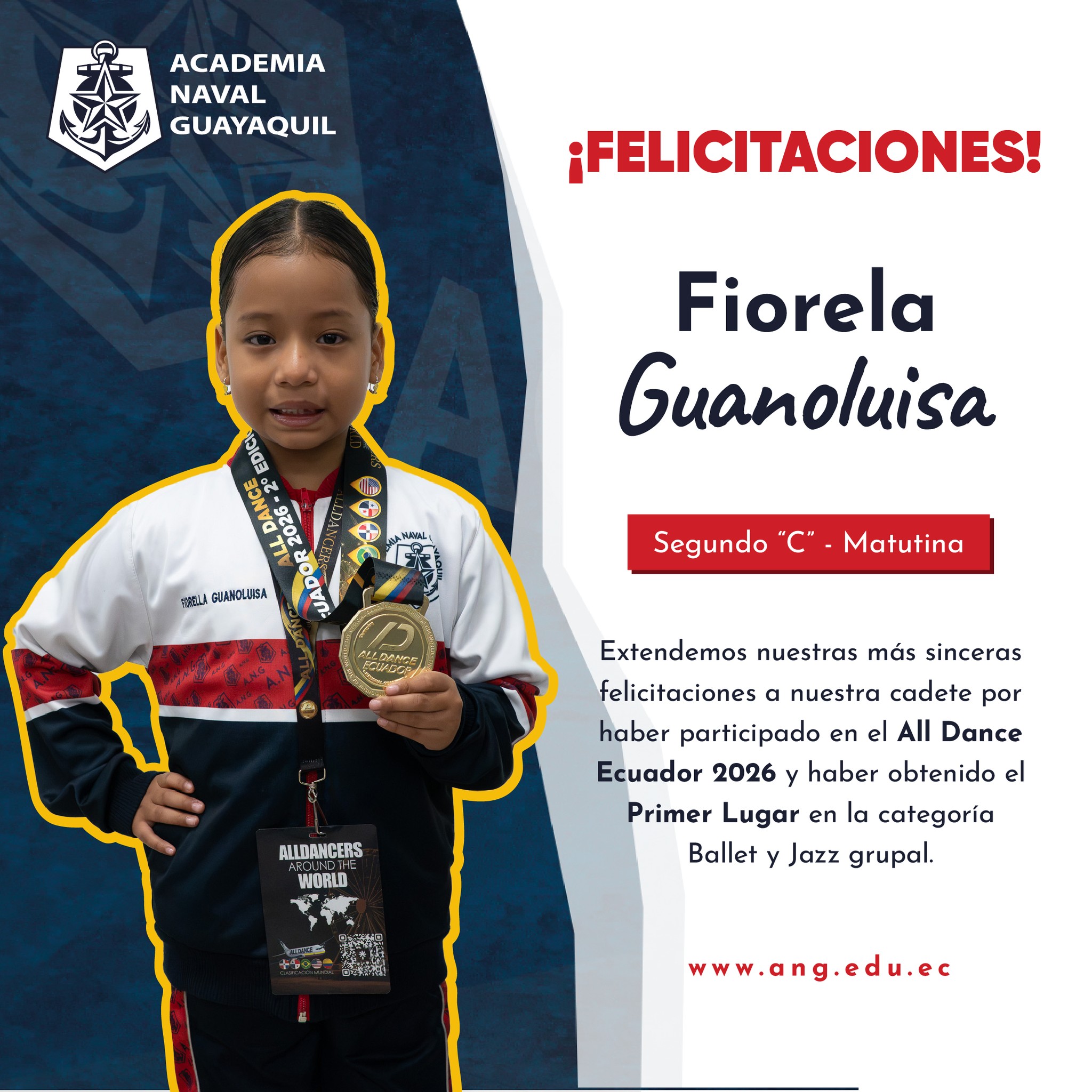 🩰✨ ¡Felicitamos a nuestras dos cadetes por sus logros en la danza!
Su talento, dedicación y constancia se reflejan en cada presentación. Nos llena de orgullo verlas crecer y expresar su pasión a través del arte. ¡Sigan brillando! 💙⚓
#AcademiaNavalGuayaquil #OrgulloNavalino #Danza #TalentoANG
