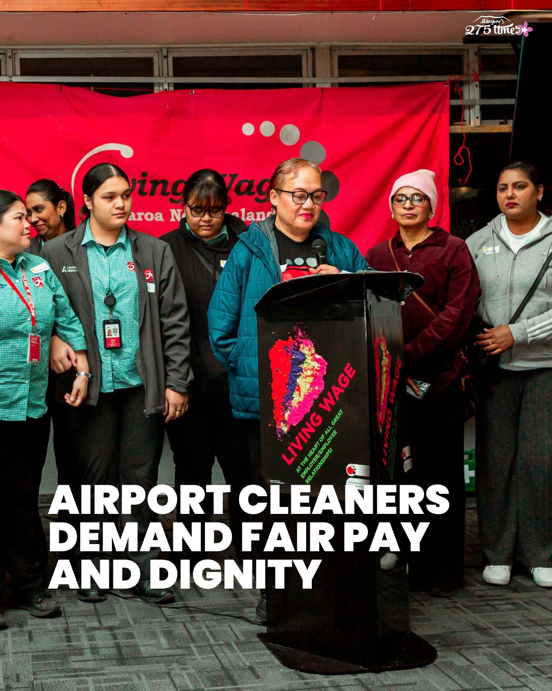 Every day before travellers arrive, Jingle Calicdan is already at work, keeping Auckland Airport clean and safe. Now she and her fellow cleaners are asking Māngere to stand behind them in their fight for fair pay and dignity.
Read more about it on our website - www.275times.com or in our latest edition of 275 Times - out now.
To support the movement, head to https://etu.nz/campaigns/safe-airports/
#275 #mangere #livingwage