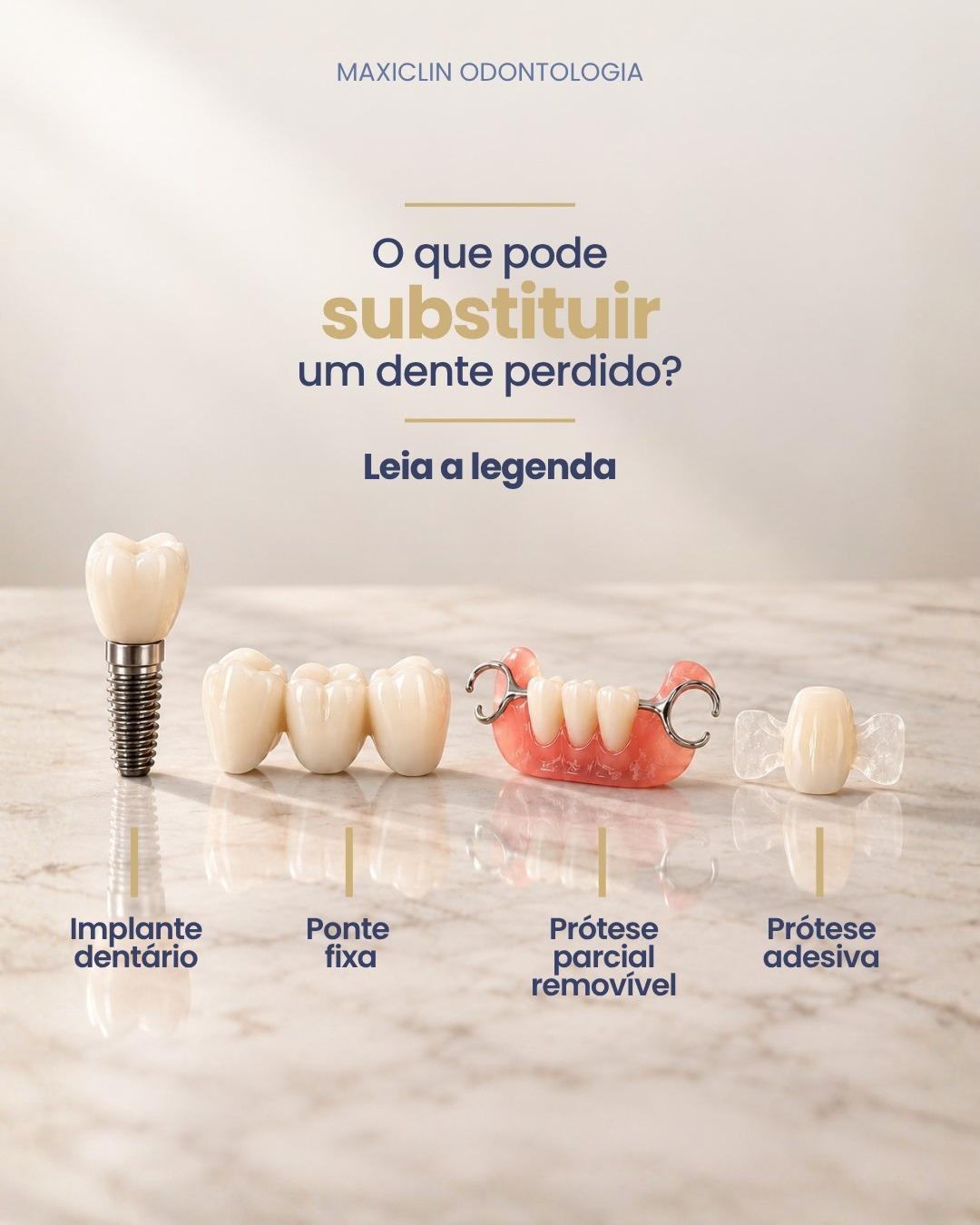 Perdeu um dente? Existem diferentes formas de reabilitar o sorriso e, especialmente, a função mastigatória.
A escolha depende de cada caso: quantidade e localização dos dentes ausentes, condições dos dentes remanescentes, saúde bucal, estrutura óssea e necessidades de cada paciente.
A substituição por implantes é sempre a ideal, em função da estabilidade, durabilidade e função mastigatória, além da estética mais próxima do dente natural, mas em alguns casos não é possível, por isso a indicação deve ser feita após uma avaliação individual e, quando necessário, com exames complementares.
Na Maxiclin, cada tratamento começa entendendo o que faz sentido para você. 💙
Marque hoje mesmo sua avaliação e renove seu sorriso!
—
Cada paciente é único e as soluções propostas necessitam de avaliação individual e as informações aqui contidas não substituem consulta com profissional. Responsável técnico: Dr. Luciano Camargo Rocha CRO: 11357 – CLM: 2029
#maxiclin #odontologia #implantedentario #proteseDentaria #reabilitacaooral #saudebucal #odontologiacuritiba #curitiba
