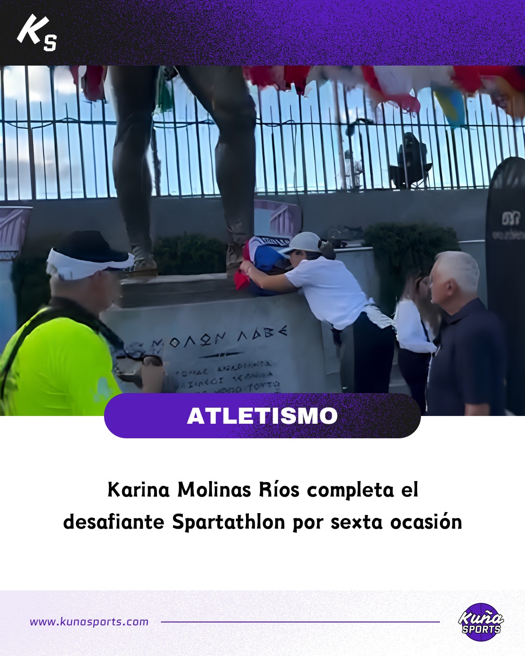 ¡Lo hizo de nuevo!😎
💪🏻Cada vez más entera, así es como vemos a Karina Molinas Ríos completar el desafiante Spartathlon a medida que pasan los años.
🇵🇾La edición 2026 de la prueba de ultramaratón de 246 kilómetros, que une las ciudades griegas de Atenas y Esparta, contó una vez más con la spartathleta guaraní.
🏃🏻♀️Con un tiempo total de 35 horas 20 minutos 22 segundos, la paraguaya llegó a los pies de Leónidas por sexta ocasión.
👏🏻¡Felicitaciones Kari!
#KuñaSports💜