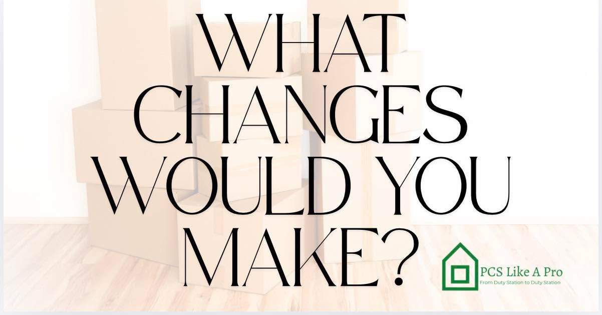 Every year there are changes made to the PCS program. Some little some small.
Last year the changes included:
- Dependents factored into the inconvience claim payment method
- Increasing claim filing to 12 months
What changes would you like to see in the program?
#pcslikeapro
#thepcspro #personalProperty #PCSSeason #MilitaryMove #pcs