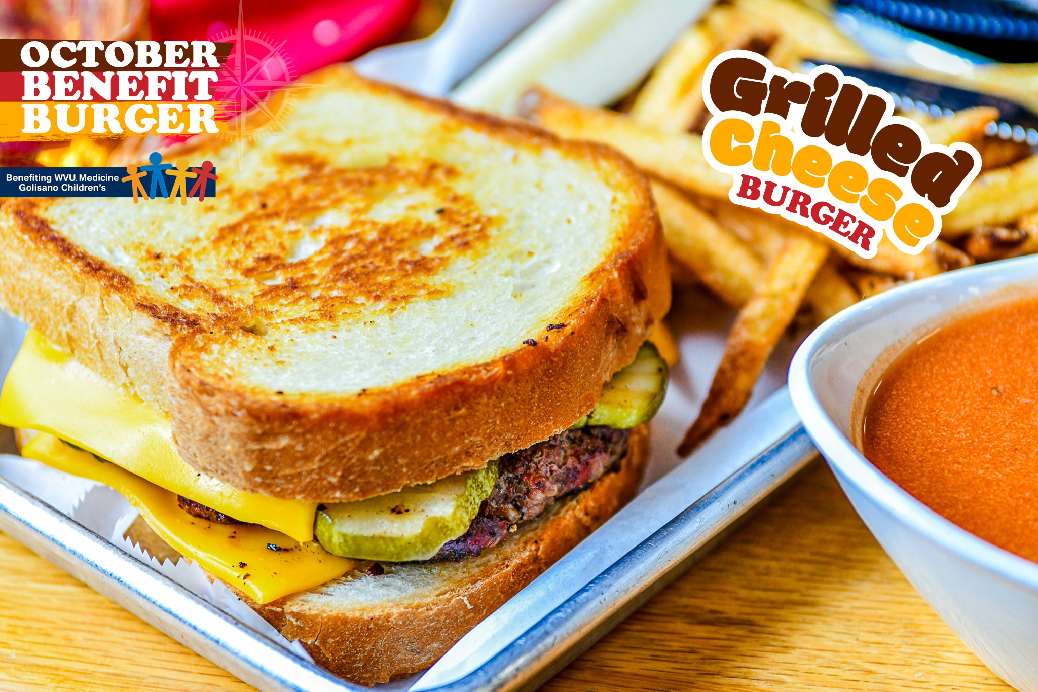 A new month brings a new Benefit Burger and a new organization to support! We’d like to introduce our Grilled Cheese Cheeseburger, benefiting @wvumedicinechildrens!
Folks, we’re talking a made-to-order grilled @jacobmeats306 steak burger, dill pickles, melty American cheese nestled between butter-toasted @mancinisbread sourdough! Oh, did we mention that it’s served with a cup of our tomato bisque? It’s perfect for dipping! And, as always, you get to enjoy our twice-fried fresh-cut fries and a @pghpickleco pickle spear!
It’s the perfect fall burger.
See you for supper!
.
.
.
.
#AppalachianEats
#ElevatedAppalachian
#EatLocalWV
#WVFoodways
#TasteWV