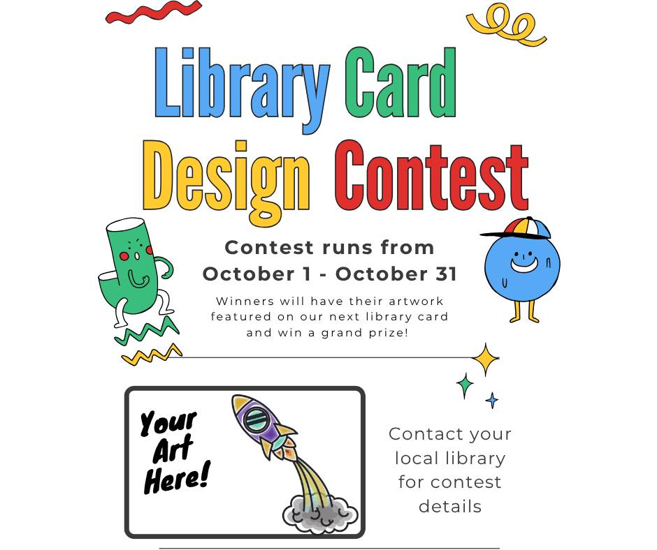 Have you heard? Parkland Regional Library System is holding a library card design contest!
Stop by the library to get all the details and pick up your design sheet. The winner will have their design featured on library cards for ALL of PRL to use!