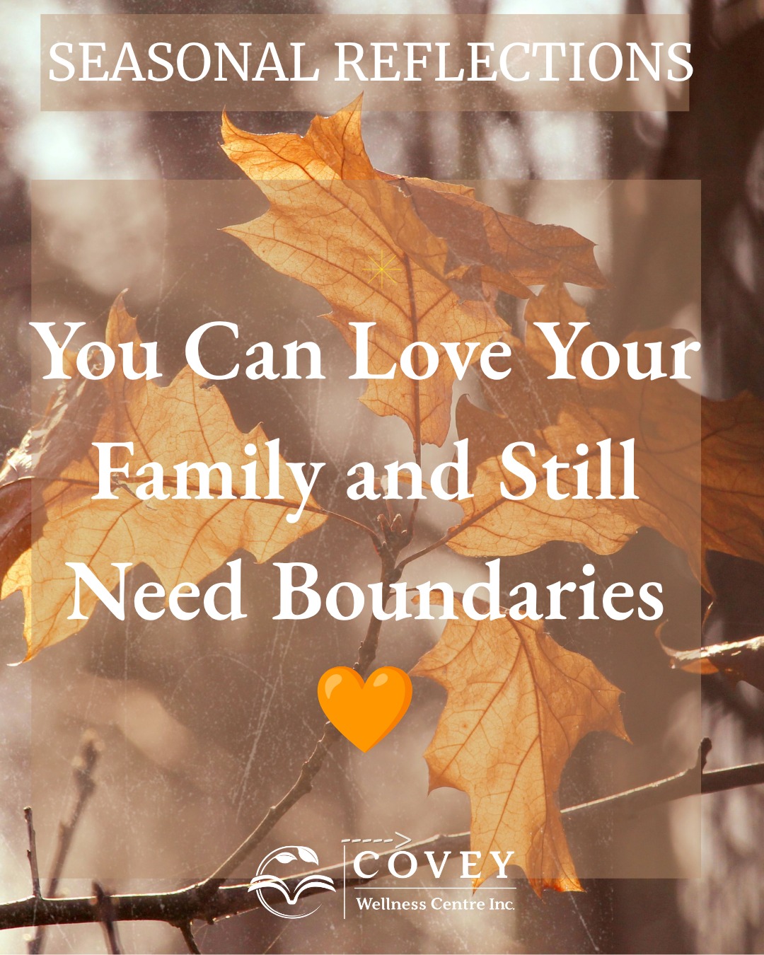🍂 Seasonal Reflections
You Can Love Your Family and Still Need Boundaries
The holidays can be a joyful and meaningful time, but they can also bring up complicated emotions—especially when it comes to family dynamics.
Different expectations, old patterns, and challenging relationships can make this season feel a little more complicated. Setting healthy boundaries doesn’t mean you love your family any less. Sometimes, boundaries are simply a way of caring for yourself while staying connected in a way that feels healthier and more sustainable.
Take a look through our post for some gentle insight and reminders around setting boundaries with family this season. 🤍
If you’re looking for support or would like to connect with one of our therapists, don’t hesitate to reach out to our team. You can click the link in our bio to get started.