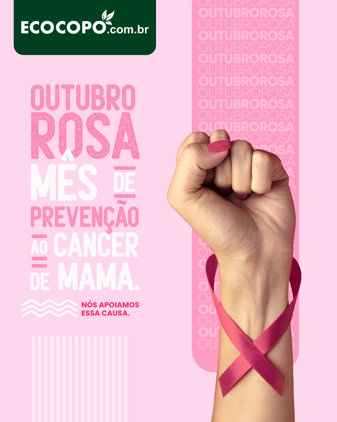 Outubro Rosa é mais do que uma cor. É um lembrete sobre cuidado, prevenção e a importância de olhar para a própria saúde. 🎀💗
A informação e o diagnóstico precoce fazem a diferença. Incentive quem você ama a manter os exames em dia e buscar orientação médica.
Neste Outubro Rosa, a EcoCopo apoia essa causa. Juntos, fortalecemos essa mensagem! 🌸
#OutubroRosa #Prevenção #CâncerDeMama #Conscientização #SaúdeDaMulher #EcoCopo #NósApoiamosEssaCausa
