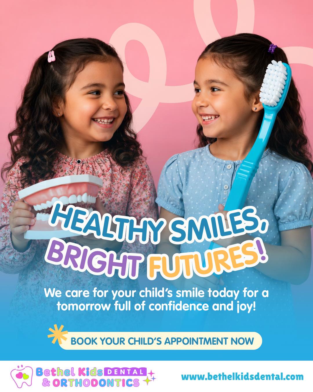 Every bright future starts with a healthy smile ๐๐
At Bethel Kids Dental & Orthodontics, we care for your child's smile today so they can grow up with confidence and joy tomorrow. From gentle checkups to orthodontic care, we make every visit fun, comfortable, and stress-free for your little ones! ๐ฆทโจ
๐
Book your child's appointment now: https://bit.ly/BethelKidsDentalBooking
๐ www.bethelkidsdental.com
๐ Lodi | Manteca | Sacramento
We accept private PPO, Medi-Cal, Denti-Cal, and LIBERTY Dental!
#BethelKidsDental #PediatricDentist #HealthySmiles #KidsDentist #LodiCA #MantecaCA #SacramentoDentist #KidsOrthodontics #HappyKids #BrightFutures