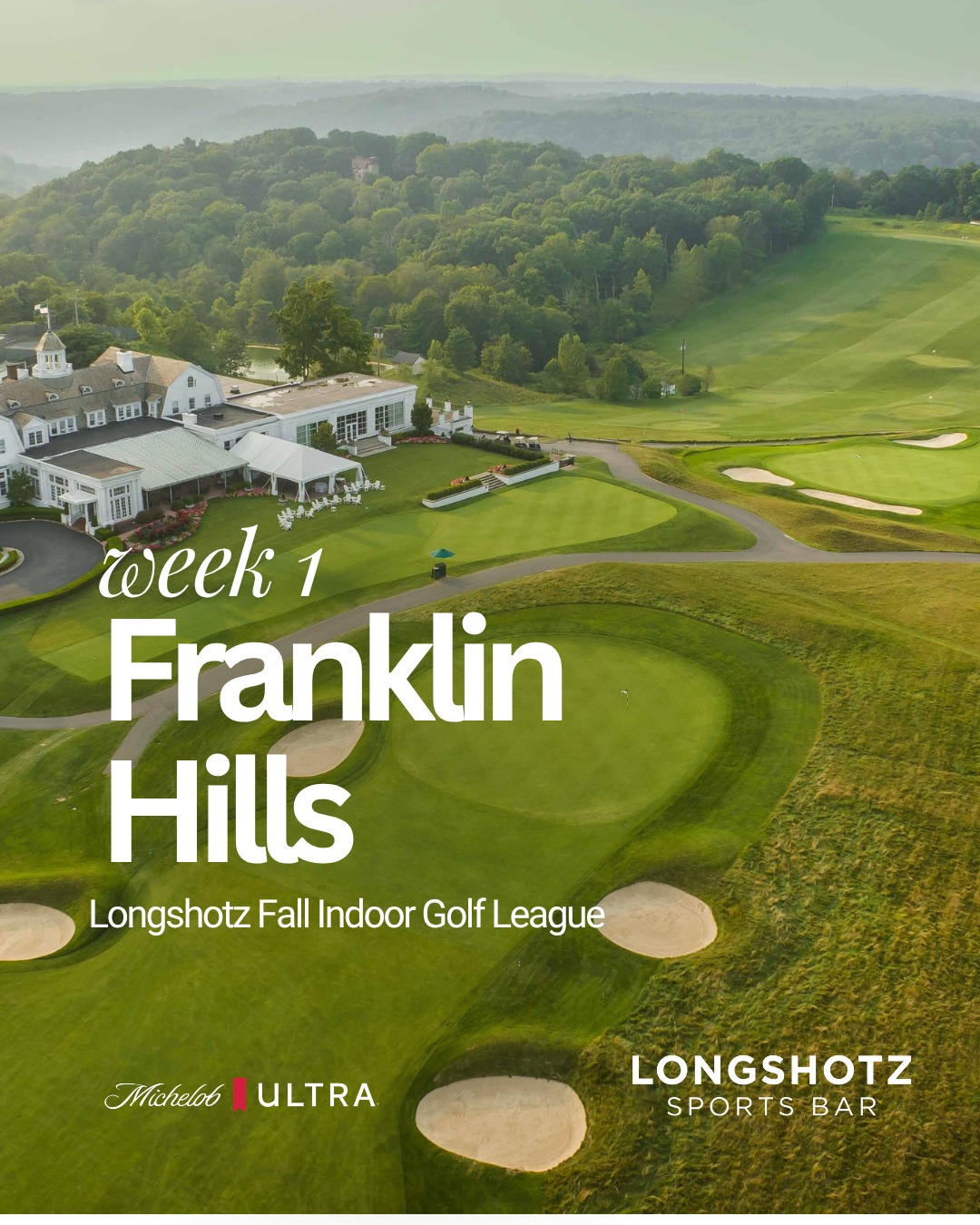 FALL INDOOR LEAGUE WEEK 1: FRANKLIN HILLS COUNTRY CLUB
Oct 5–11
We’re kicking things off at Franklin Hills Country Club.
New league. New leaderboard. Same opportunity to blame your first round on the simulator.
Time to find out who actually has a golf game and who has just been talking about one.
Week 1 is on. Let’s see it.
