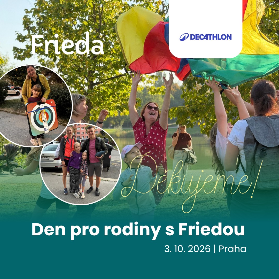 Děkujeme @decathloncz za poskytnutí báječných cen pro vítěze slosování a ještě jednou gratulujeme těm, kteří si z naší akce odnesli sadu lukostřelby, hamaku a badmintonovou síť s výbavou.
Děti si na Dni pro rodiny s Friedo užily dvanáct stanovišť se sportovními a zábavnými aktivitami, přičemž se dozvěděly, že ne každý může běhat a skákat jako ony, což podpořilo jejich schopnost porozumění i empatie.
Bez spolupráce se ZŠ Mohylová bychom tak akční a činorodou akci nemohli uskutečnit. Děti pluly na loďkách, tvořily, kráčely po slackline, plnily dvojí úkol, střílely z luku, proběhly si opičí dráhu, pustily se do zatloukání hřebíků, čekaly je skládačky, slalom na vozíku, na ručičkách si odnesly tetování, posílily svou manuální zručnost a abychom nezapomněli - praly také na valše. :-)
Už se těšíme na příští rok. Děkujeme.
Frieda - sami silní, spolu silnější