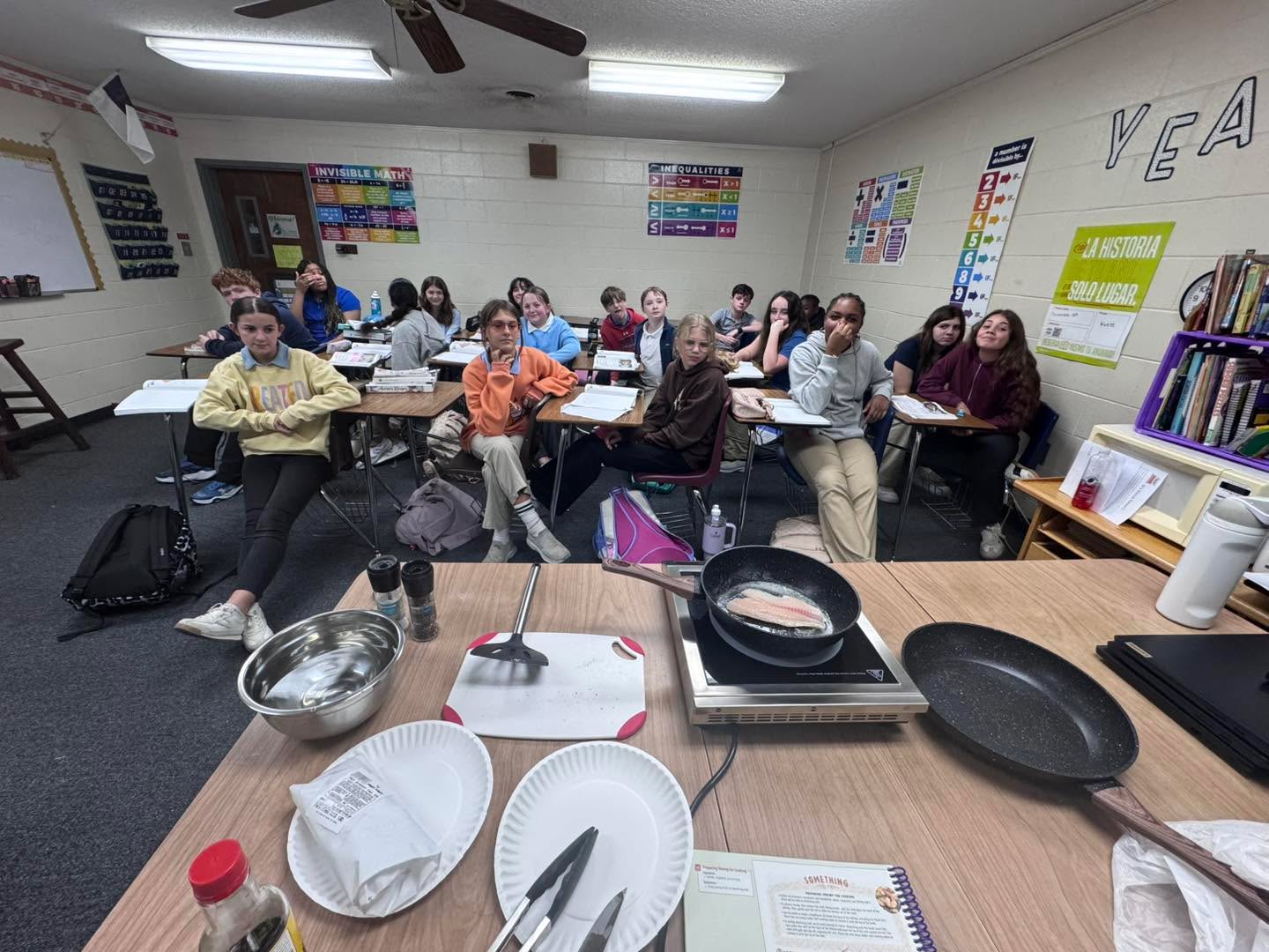 Today in Mrs. Koehler‘s home economics class, the students had a demo on how to cook fresh fish and shrimp. Students planned menus incorporating fish and/or shellfish that they can now cook at home for their own families!