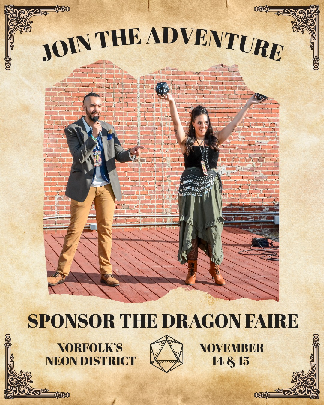 Help us bring the fantasy to life and become a Dragon Faire 2026 sponsor 🪄🐉✨
As a sponsor, you'll get the chance to connect with thousands of fantasy and board game fans! Now in its third year, the Dragon Faire is a free, family-friendly celebration featuring two days of live performances, games, contests, panels, vendors, and plenty of opportunities to discover something new.
➡️ Learn more about this exciting opportunity at the link in our bio!
#dragonfaire #pushcomedytheater #norfolkva