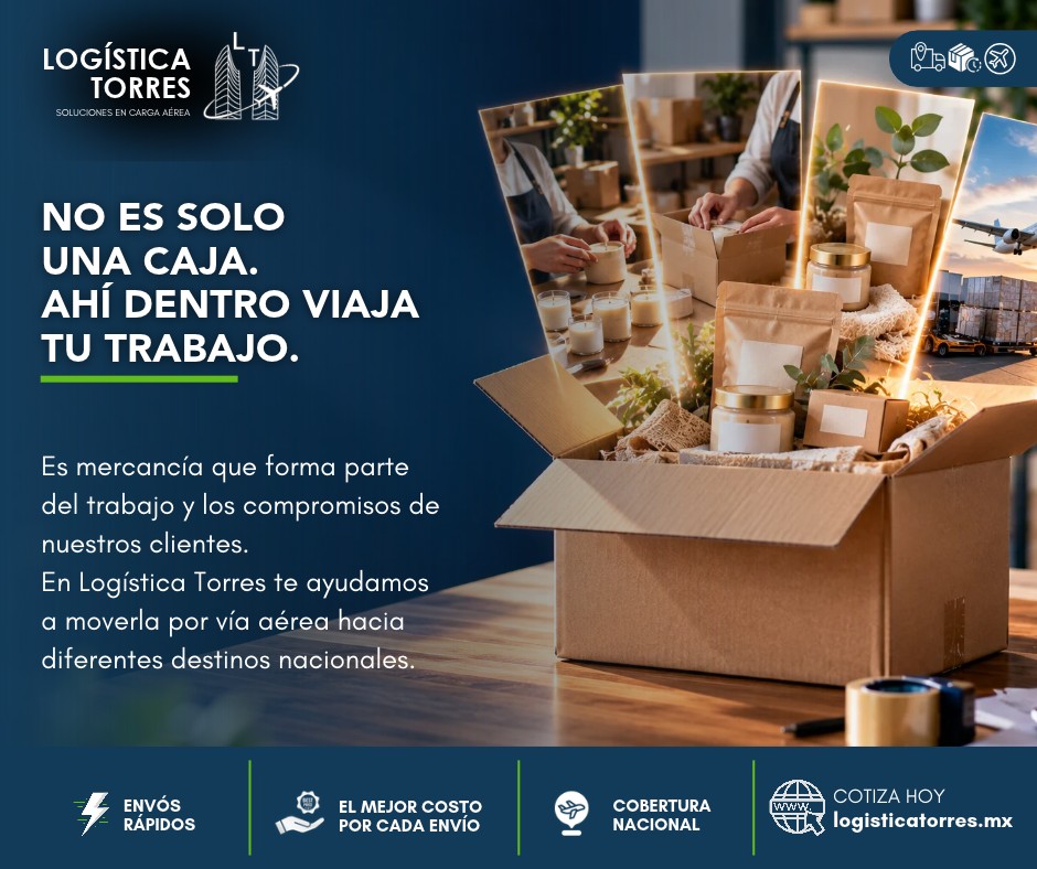 📦 Antes De Ser Un Envío, Fue Mucho Trabajo
Una caja puede verse sencilla por fuera.
Pero dentro puede viajar el trabajo de semanas: productos que alguien fabricó, diseñó, cultivó, vendió o preparó para un cliente que está en otra ciudad.
Por eso, para nosotros no es simplemente “otra caja”.
Es mercancía que forma parte del trabajo y los compromisos de nuestros clientes.
En Logística Torres te ayudamos a moverla por vía aérea hacia diferentes destinos nacionales. ✈️
Tú sabes todo lo que costó prepararla.
Nosotros sabemos que hay que hacerla llegar.
📩 ¿Tienes mercancía por enviar? Escríbenos y revisemos tu próximo embarque.
.
.
.
.
#LogísticaTorres #CargaAérea #Logística #TransporteAéreo #Mercancías #Emprendedores #Empresas #EnvíosNacionales #México #tucargasegura #tucargasegurayatiempo #logistica #volariscargo #logisticaytransporte #SomosLogisticaTorres #enviosnacionales