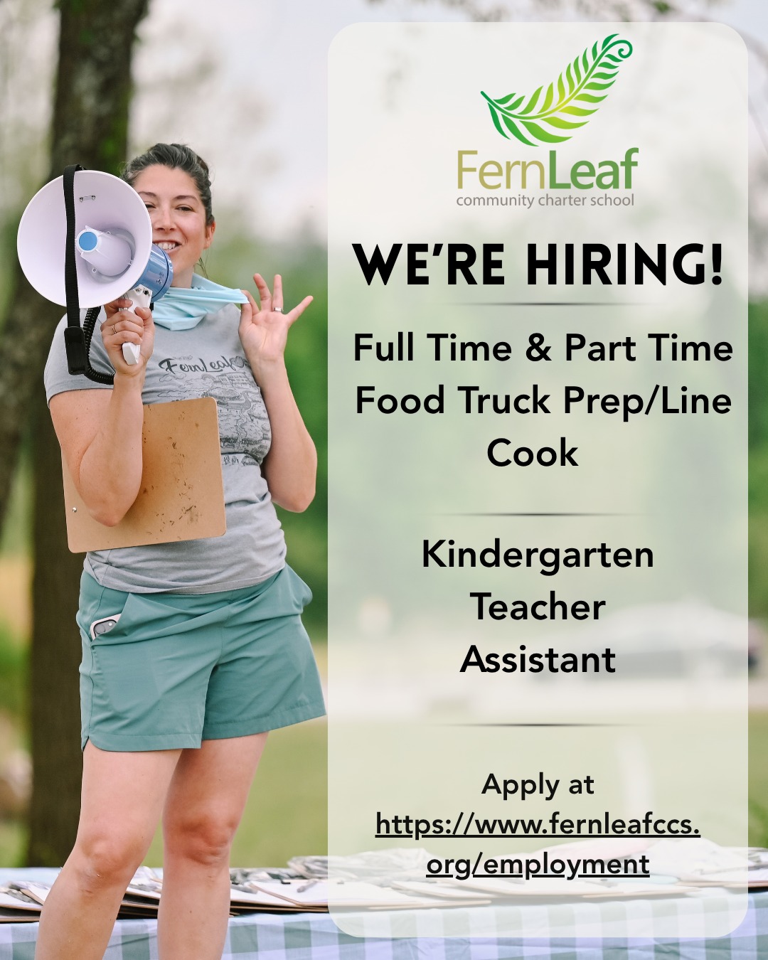 We're hiring! Come join our amazing team! Apply at https://www.fernleafccs.org/employment #fernleafccs #werehiring #JoinOurTeam #EducationJobs #schooljobs #WNCJobs