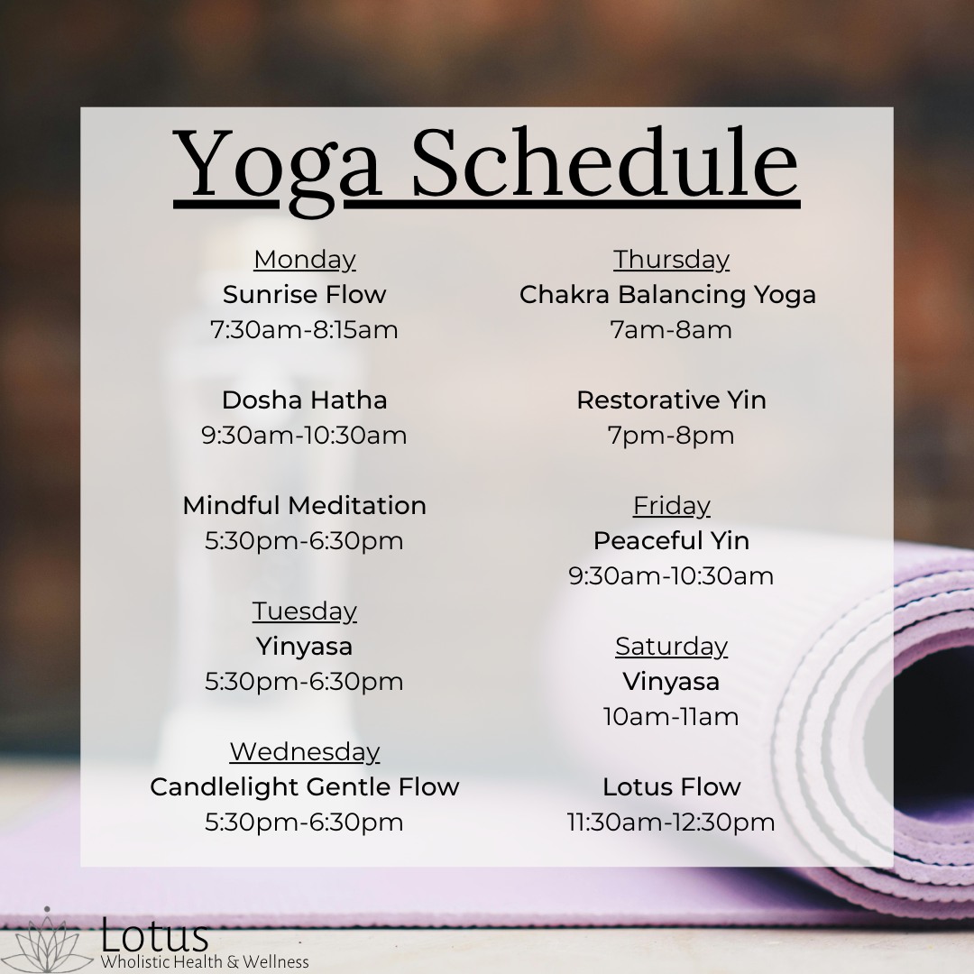 Calling all yogis and aspiring yogis!
Check out this weeks yoga schedule! Early morning and evening classes available. Join us on the mat to create harmony in mind, body and soul. 🧘✨
Register up to 2 hours in advance.
Click link in our bio to book
#lotuswholistictherapy #awakendiscoverthrive #trentonmi #yoga #wellness #downrivermi #candlelight #peacefulyin #restandrestore #weeklyyogaclasses #yogaflow #yogacommunity #selfgrowthjourney #meditation #yogajourney
#breathwork #findyourself #beyourbestself #yogatherapy #yogadaily #mindbodysoul