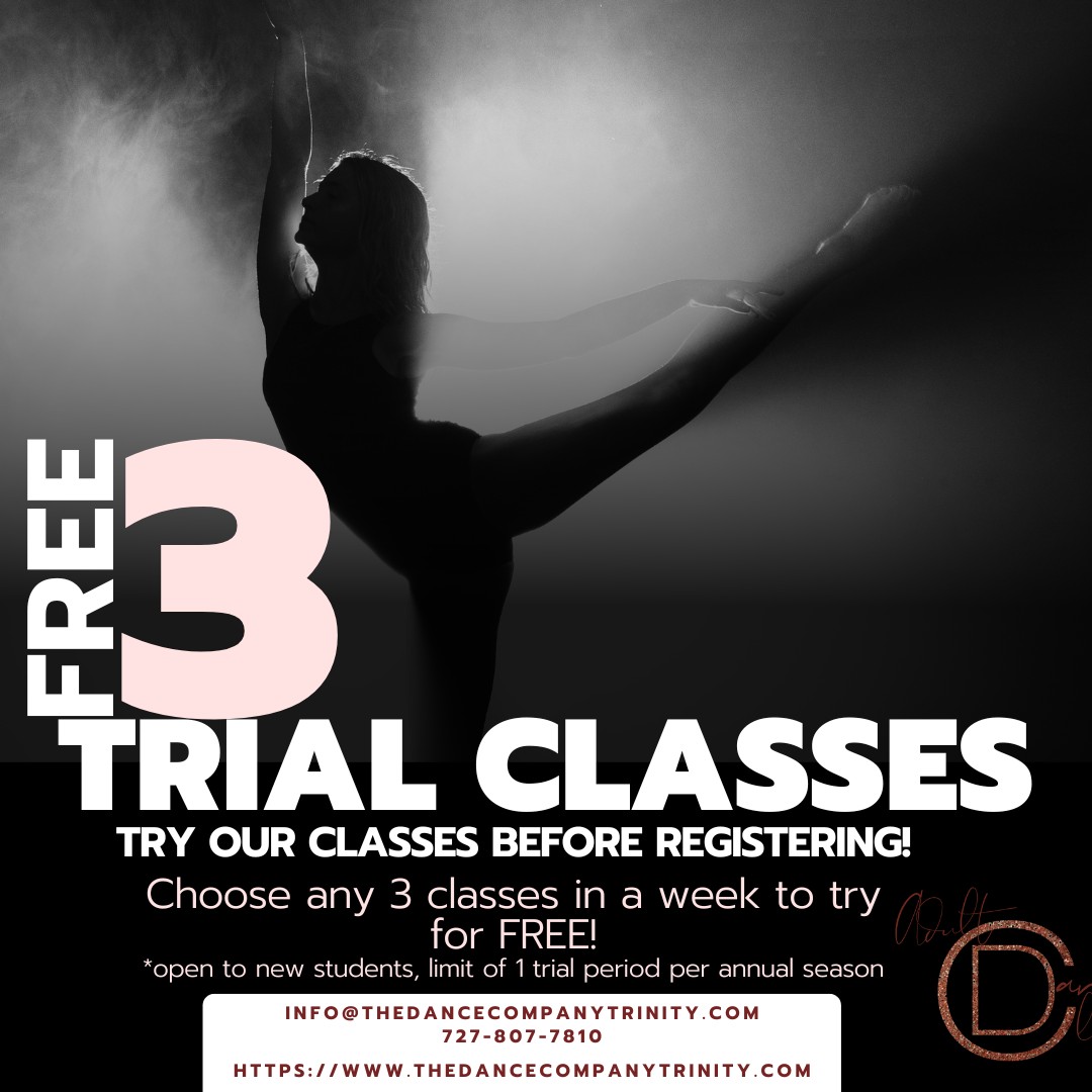 ✨ 3 FREE TRIAL CLASSES AT TDC! ✨
Thinking about dance? Come try us out before committing! 🖤
New students can choose ANY 3 classes in one week — completely FREE!
➡ https://www.thedancecompanytrinity.com/futurestudents
Try Ballet. Jazz. Acro. Hip Hop. Lyrical. Musical Theatre. Tap. Modern. Maybe even discover a style you never expected to love. ✨
⚠️ BUT DON’T WAIT!
Many of our classes have only a few spots remaining — and once a class is full, it’s full!
Come experience the training, teachers, and community that make TDC different before the remaining spots disappear.
🖤 New students only
✨ One 3-class trial period per annual season
📧 info@thedancecompanytrinity.com
📞 727-807-7810
Three classes. Zero commitment. Find YOUR class. ✨
#TheDanceCompanyTrinity #TDCTrinity #TrinityFL #DanceClasses #FreeTrial #PascoCountyKids #TrinityKids #ComeDanceWithUs