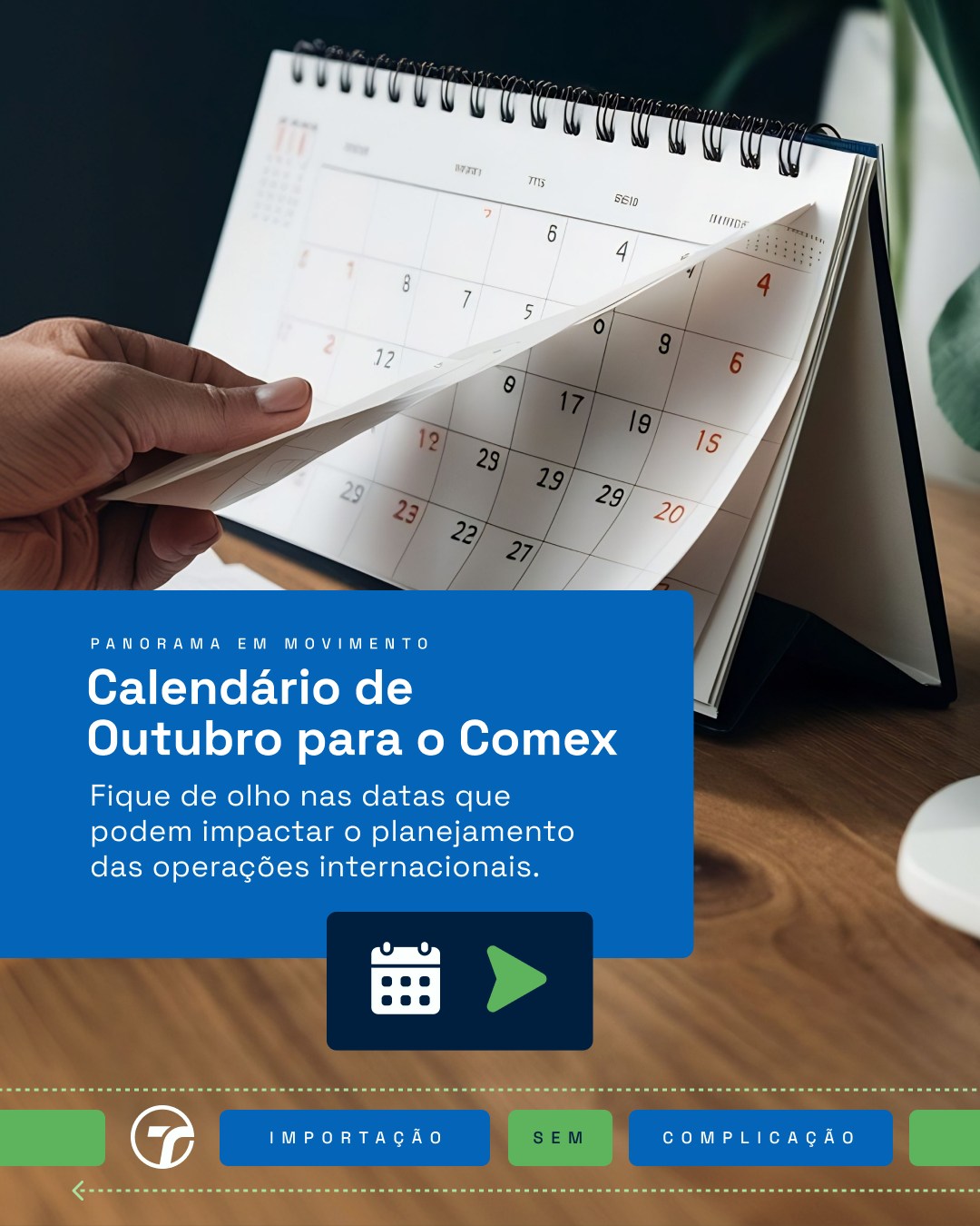 Outubro chegou e, no comércio exterior, algumas datas merecem atenção.
Feriados em diferentes países podem impactar prazos, embarques, documentação e o andamento das operações. Por isso, acompanhar o calendário internacional também faz parte de um bom planejamento logístico.
Salve este post e fique de olho nas principais datas do mês.
#TransitBR #ComércioExterior #Comex #LogísticaInternacional #Importação #Exportação