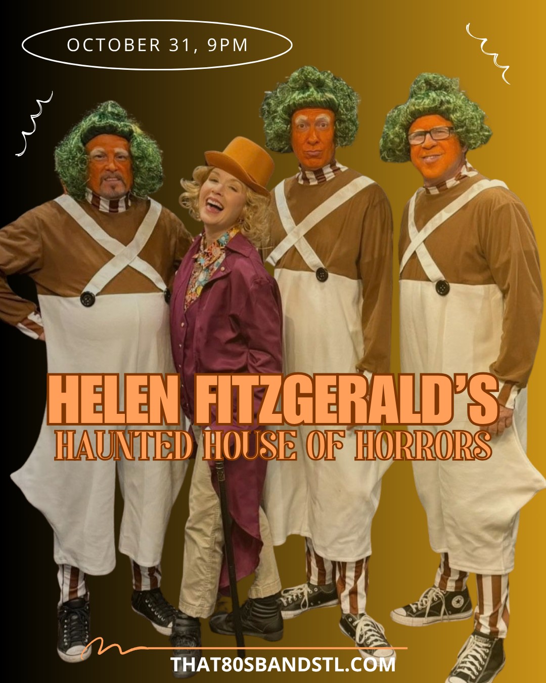 Halloween night is looking a little more frightening—and a lot more fun!
We’re heading to @helenfitzgeraldsirishpub for the Haunted House of Horrors on Halloween night, with spooky horror attractions kicking off at 8pm and the band taking the stage at 9pm.
And yes… we’ll be hosting the annual costume contest with $1,000 in prizes!
Come ready to party, get a little scared, and show us what you’ve got in the costume department. Call Helen’s at 314.984.0026 for reservations and we’ll see you soon!
See the Helen Fitzgerald’s Facebook event for the full schedule and details.