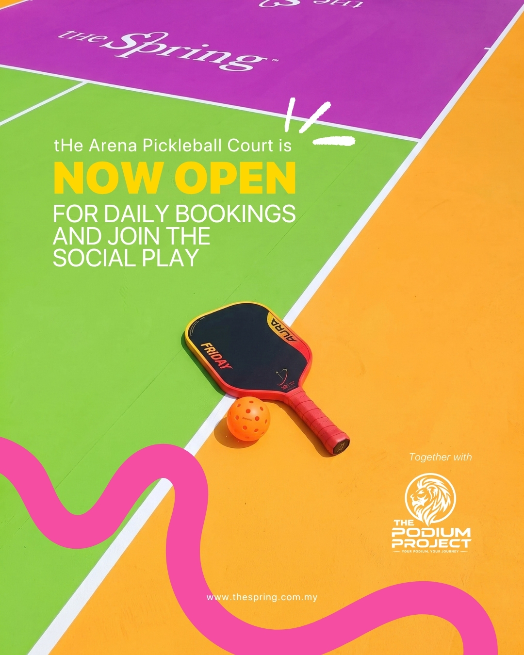 ☀️ YOUR GAME, YOUR WAY AT tHe SPRING!
Rain or shine, your game is on. 🏓 tHe Arena at tHe Spring Kuching is your indoor spot for a game of pickleball!
🎾 Join a Social Play — come solo or with a friend and jump into a game with other players
👯 Book a Private Court — bring your own crew and play at your own pace
Book your court via@thepodiumprojectkch: https://shorturl.at/z1eW7
Come find your bright side at tHe Spring! 💛
#thebrightsideproject #thearenakch #thespringkch #pickleballkuching