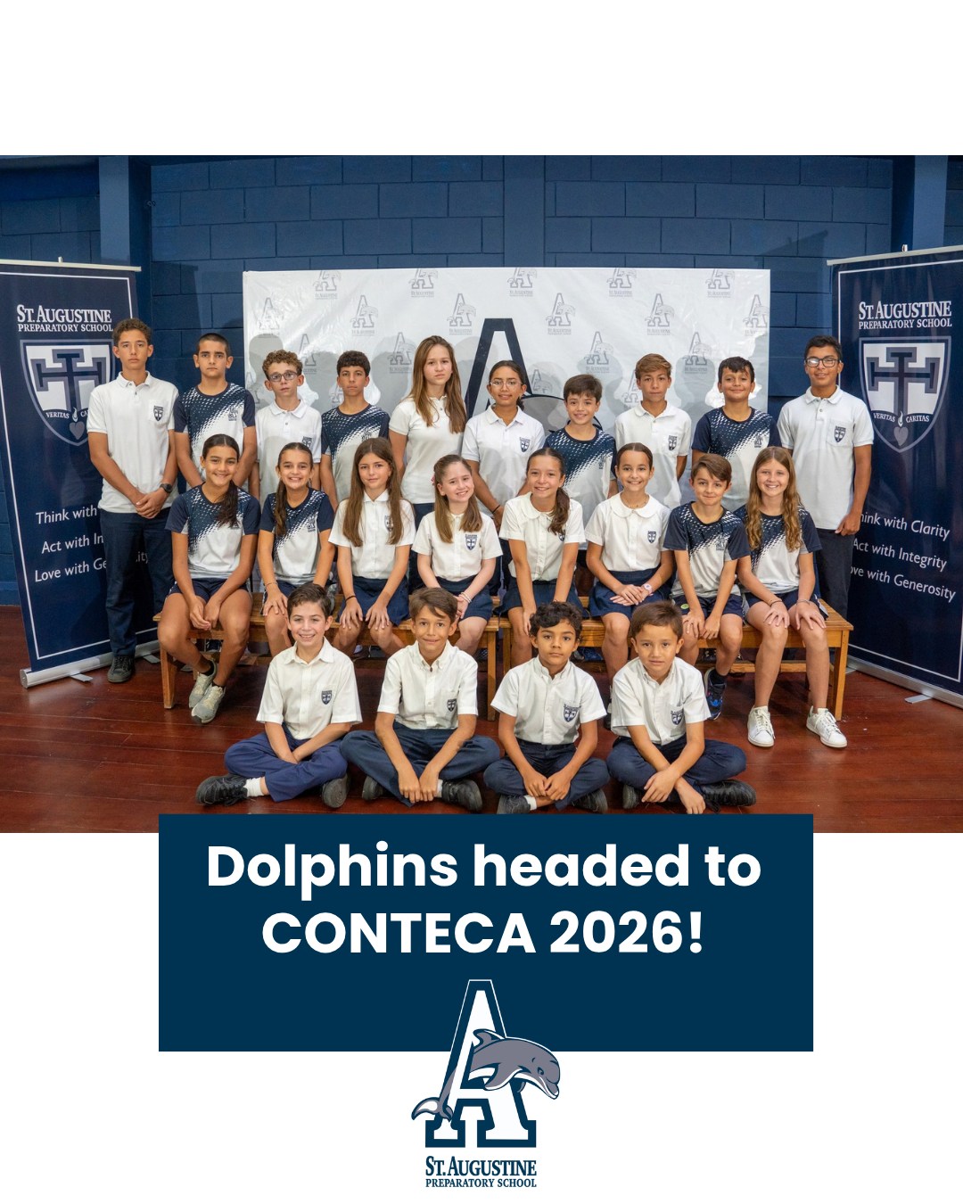 Ready to represent Nicaragua! 🎾 🐬 We are incredibly proud of our 24 students who have qualified to represent Nicaragua in the XLIV Edition of the CONTECA tournament! (Pictured here are 22 of our incredible athletes—2 were missing at photo time).
Our students make up 75% of the entire delegation competing in this major Central American tournament: 8 students in the U10 category, 9 students in the U12 category, and 7 students in the U14 category! The tournament takes place here in Managua next week. We wish our student athletes the best of luck on the court!
#GoDolphins!!!