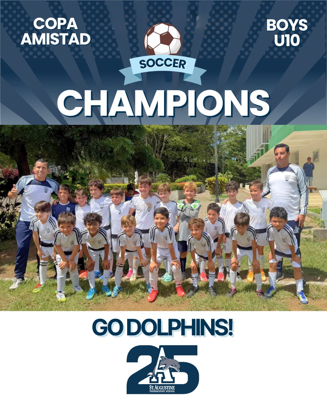 Let's go Dolphins, let's go! 🐬 Congratulations to our U10 Boys Soccer Team for earning First Place in Copa Amistad! #GoDolphins!!! ⚽