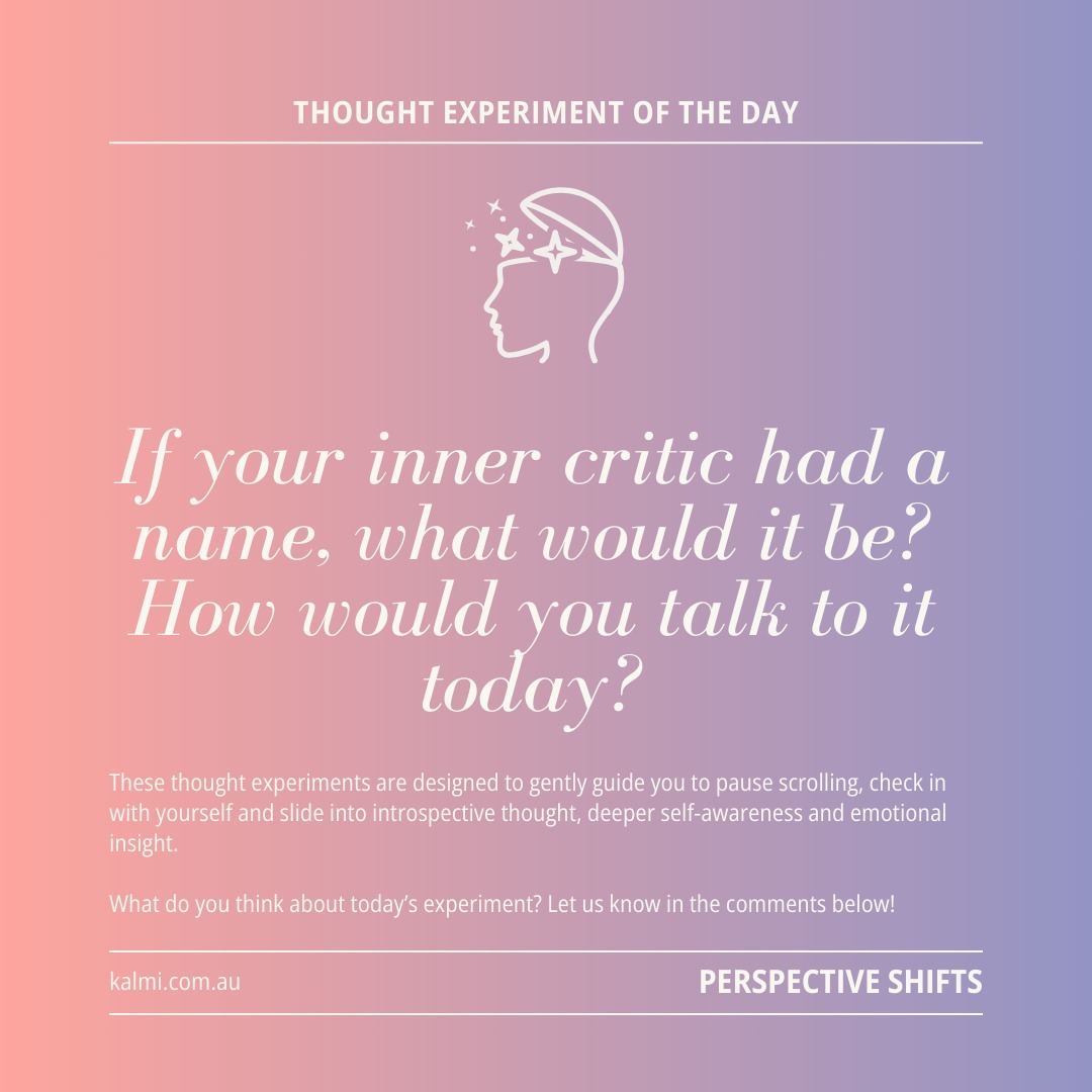 Thought Experiment of the Day:
Name Your Inner Critic 🗣️
If your inner critic had a name, what would it be? How would you talk to it today?
💬 Sometimes naming our critic takes away its power. What’s yours called?
Drop your critic’s name below (no judgement here!).
#ThoughtfulThursday #ThoughtExperiments #MentalHealthAI, #EmotionalWellbeingAI
#SelfReflectionTools, #JournalingAI #EmotionalGrowth #EmotionalIntelligenceTools #PersonalGrowthTools
#KalmiAI, #KalmiThoughtExperiments