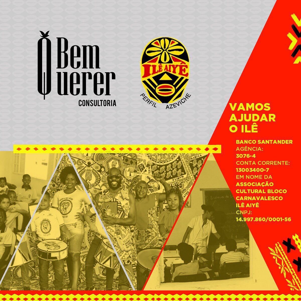 “O mais belo dos belos”
“Não me pegue, não me toque. Por favor não me provoque.Eu só quero ver o Ilê passar”
“E a coisa mais linda de se ver? O Ilê Ayê”. O bloco afro Ilê Ayê, um patrimônio cultural imaterial da Bahia; entidade de fundamental importância para a redução do racismo; crescimento do respeito, pela estima do povo negro, provedor de importantes projetos sociais está precisando muito de ajuda. O risco de perder sua sede, a Senzala do Barro Preto, na famosa ladeira do Curuzu, coloca em risco um amplo projeto de cunho social, econômico e cultural. A Bem Querer entra na corrente de apoio ao Ilê. Se você se identifica, multiplique essa mensagem; entre em contato com o bloco para ver como ajudar. Queremos continuar a ver o Ilê passar. @correio24horas @maluvercosa @caetanoveloso @liciafabiolf @nizan_n.ideias @maestrocarlosprazeres @sitealoalobahia @letsgo.bahia @siteanotabahia @bahianoticias @tvaratu @bandbahia @portalibahia @mirasillva @fabiovaz @sergiosiqueirasantos @fernando.guerreiro61 @andrezaosimoes @blocoileaiye @vovodoile_oficial @hugocanuto_art @