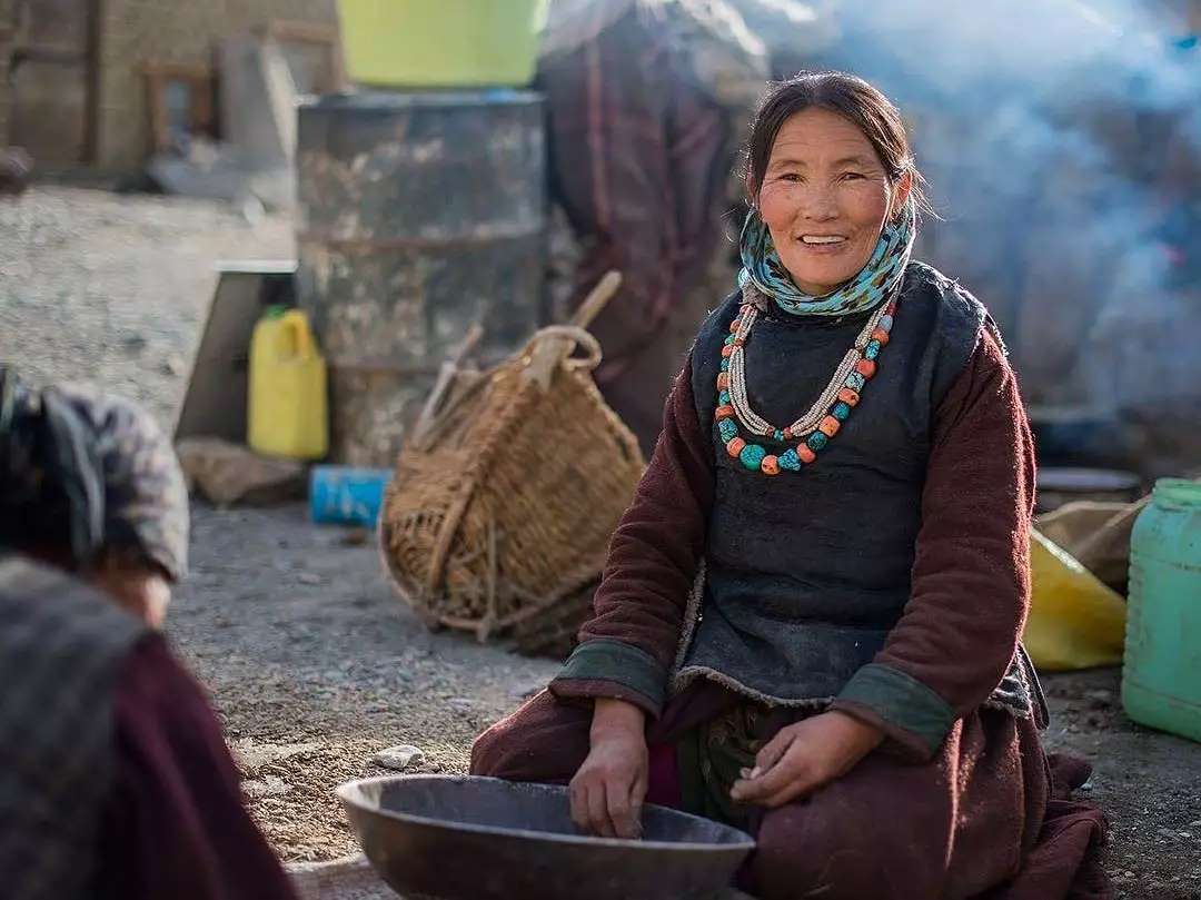 Travel Stories from Ladakh
.
.
When she looked into my eyes, the space between us disappeared; there was silence and pure joy. | Ongoing preparations of celebrating the Tibetan New Year in Kharnak Nomad community.
.
.
Courtesy @anamariapavalache
#ladakhbackpackers #travelholic #backpacking #lehladakh #backpackers #wanderlust #gopro #goprohero9 #instagram #nikonindiaphotography #ladakh #backpackertrails  #adventurelover #himalyandiaries #himalayas #ladakh2021 #travelphotography#incredibleindia  #pangonglake #khardungla #nubravalley #royalenfieldhimalayan #royalenfield #ladakhbiketour #ladakhbiketrip #biking #neerajchopra #ladakhdiaries#followforfollow #adventurelover #himalyandiaries #himalayas #ladakh2021 #follow4followback