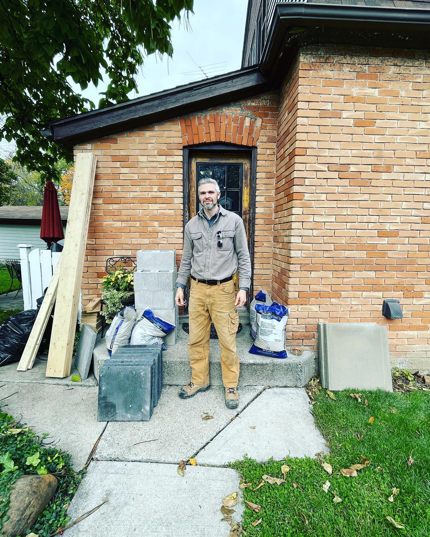 Getting ready to load materials into the crawlspace on the Victorian era house!