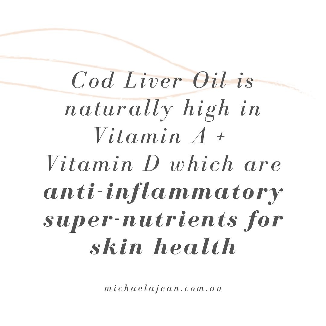 There are just SO many reasons I love these little bad boys.
Not only are they BOOMING with essential fatty acids (EFAs) which are incredibly anti-inflammatory and have incredible antioxidant properties, but it’s also naturally high in Vitamin A + Vitamin D.
Cod liver oil has also been shown to help balance out our iron levels boosting our immune health, supporting hormone balance + improving mental clarity/concentration as well as overall energy.
EFAs help to protect / strengthen our delicate skin-barrier (increasing hydration of the epidermis) + decrease / improve hyperpigmentation (fatty acids ALA and LA have skin-whitening capability through the mechanism of tyrosinase inhibition reducing melanogenesis via UV exposure).
One of the other key ways cod liver oil indirectly supports our skin health is it’s ability to reduce anxiety + depression via its potent anti-inflammatory impacts and its protective role on our brain health.
EFAs promote cerebral (brain) blood flow, supporting the communication between neurons thereby assisting in the production of calming neurotransmitters (brain chemicals) such as GABA (calming NT) and our beloved serotonin (happiness NT). This thereby increases our adaptation to stress - and my friends, this you will learn is your absolute PRIMARY / KING 👑👑👑 concern always when it comes to skin concerns, particularly acne, rosacea, perioral dermatitis, folliculitis, eczema + psoriasis. Actually - let’s honestly just throw them all in!
Stress has been extensively demonstrated to directly impact the microbial diversity of our gut bacteria via the vagus nerve leading to functional digestive issues + intestinal inflammation andddddddd SO ripples impact onto just about every single organ system in your body. I cannot tell you how commonly I can relate this gut-brain relationship to the onset and perpetuation of the debilitating chronic health concerns of my patients. It is HUGE!
Particularly if your diet is low, or if you have any gut symptoms (leading to malabsorption) —> bump up those EFAs. This is one of the true secrets to glowing skin. Hand. To. Heart. 🙌🏼🙌🏼🙌🏼
Look for one that is wild caught and purified. 🤍